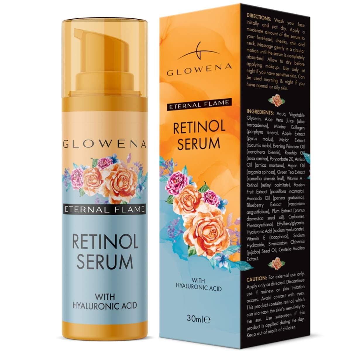Glowena's Retinol Serum For A Glowing Skin. Premium Anti-Aging Serum With Hyaluronic Acid, Vitamin E, Collagen & Fruit Extracts. Works Best For Fine Lines & Wrinkles. Hydrate & Brighten Your Skin!