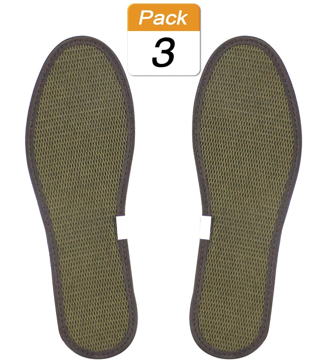 Scheppend Bamboo Charcoal Deodorant Mesh Insoles Sweat-Absorbent Shoe Pads,3 Pairs (Size 35(5.5 US Womens))