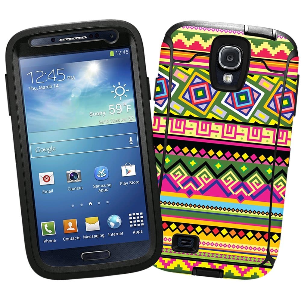 Happy Bright Tribal "Protective Decal Skin" for OtterBox Defender Samsung Galaxy S4 Case