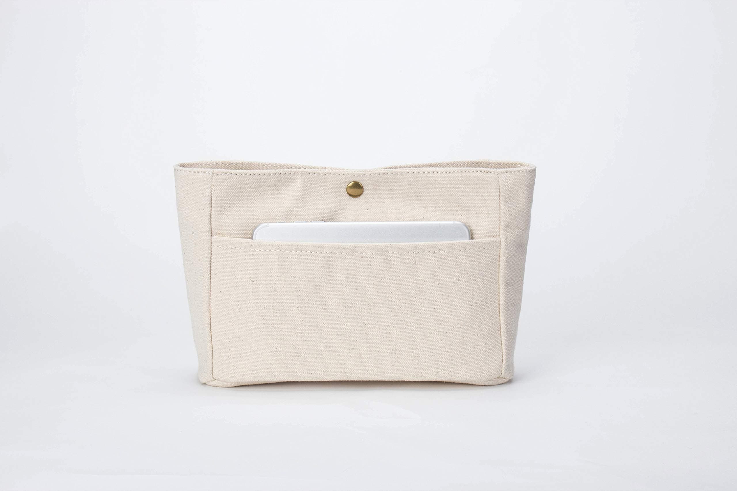 Purse Organizer Insert Canvas Bag organizer Handbag & Tote Shaper Fit LV Speedy Neverfull Longchamp Tote (Beige)