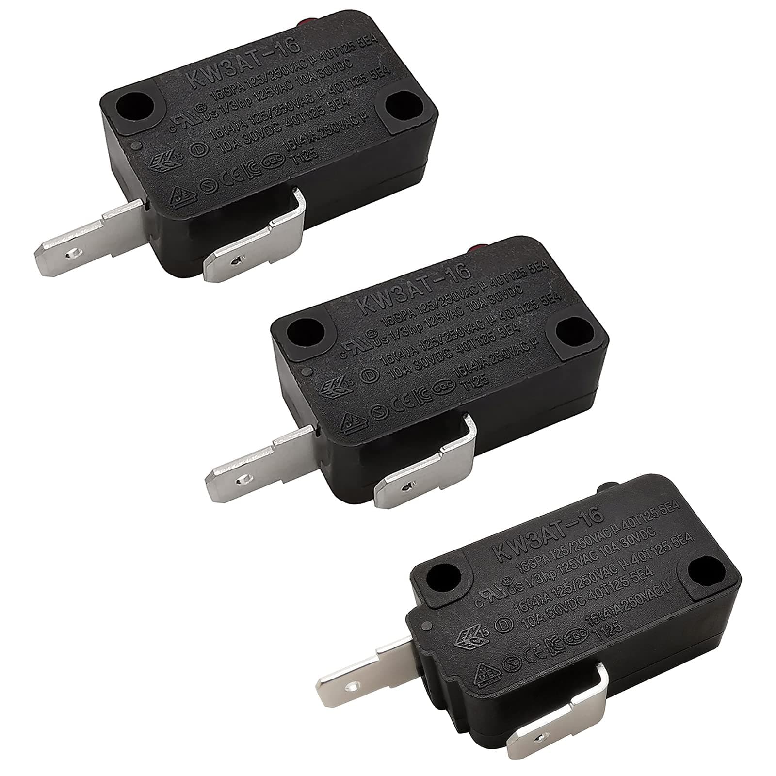 Microwave Oven Door Switch Replacement Part, 16A 125VAC, KW3AT-16 (Downward Compatible with KW3A-16), 2X Normally Open + 1x Normally Closed