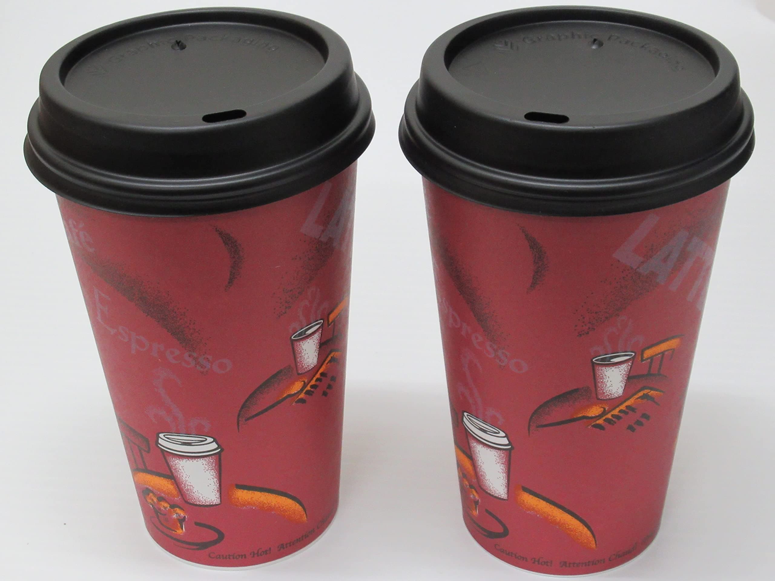 Bistro Design paper Coffee Cups 16 Oz. With lid - 100 sets- plus 5 plastic clip on cup handles- Disposable Coffee Cups With Lids