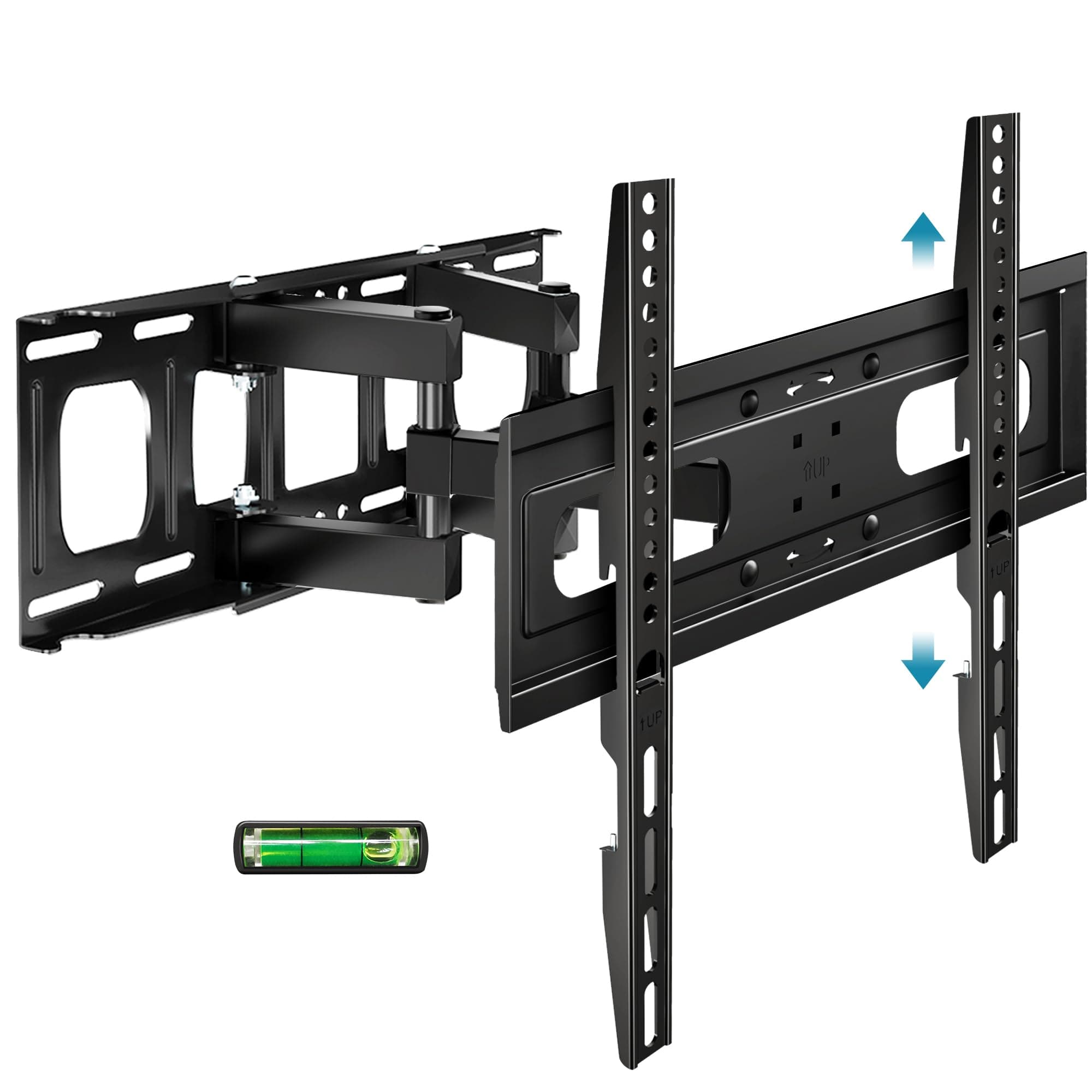 Full Motion TV Mount with Height Adjustment - Wall Mount for 26-65 Inch Flat & Curved TVs, Swivel Tilt Extension, Leveling, Max VESA 400x400mm, Holds up to 110lbs, 16" Studs