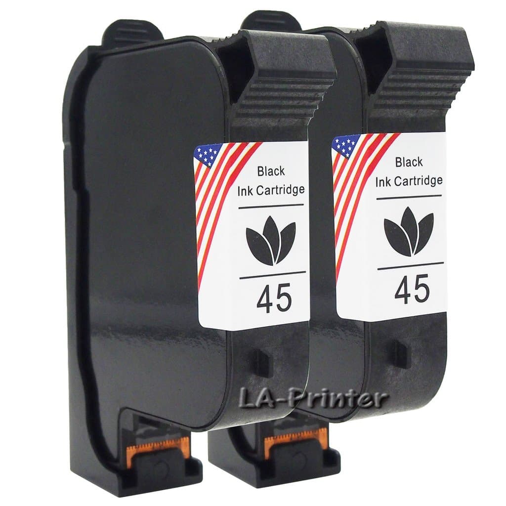 LA Printer 2 Pack Remanufactured Ink Cartridge Replacement For Hewlett Packard HP 45 C6650FN 51645A (2 Black)