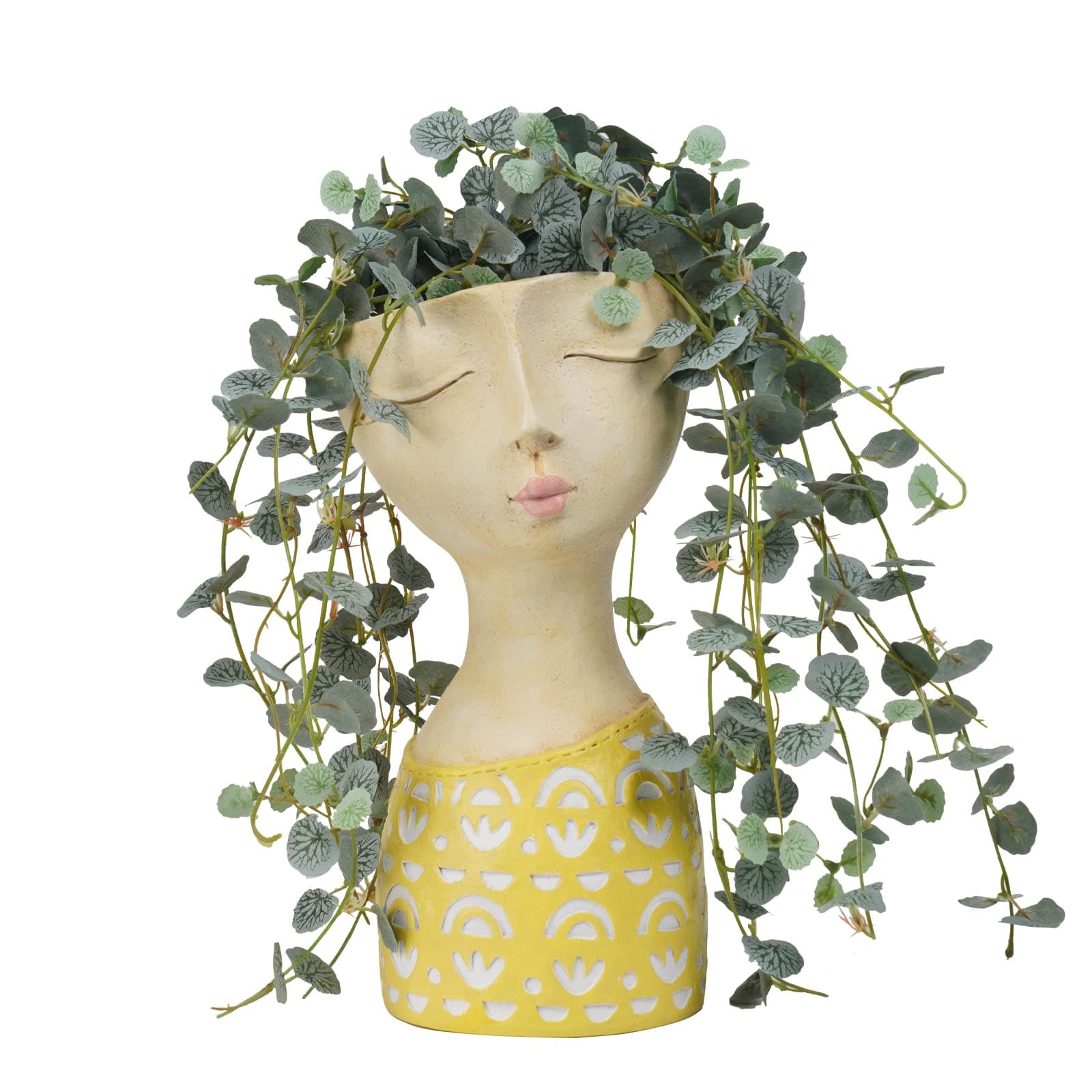 DiliComing Face Planter-Pots for Indoor Plants - 11 Inch Tall Planters for Flowers Head Planter with Drainage for Patio Yard Garden Succulent Pots Garden Decor 6 x 6 x 11 Inch