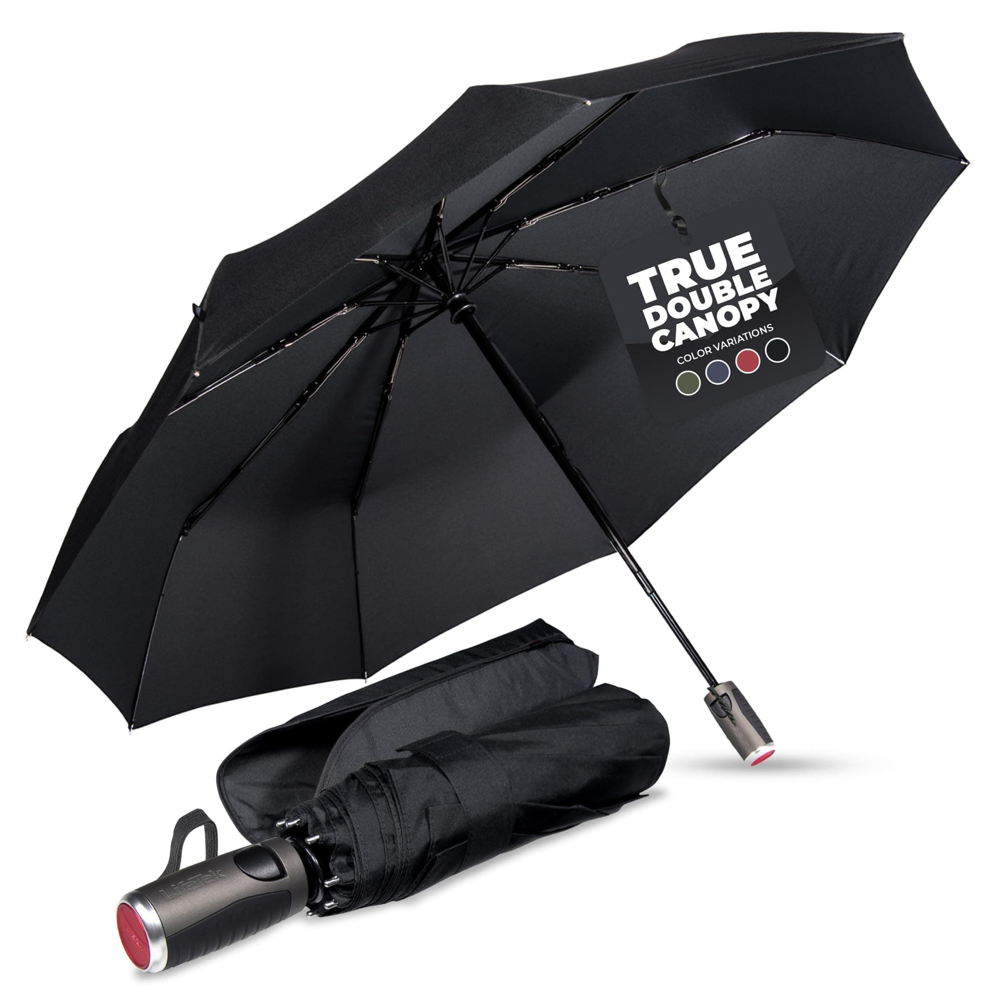 Windproof Travel Umbrella – Sturdy Wind Resistant Automatic Umbrella for Rain and Sun – Strong and Compact Folding Umbrella for Backpack, Car, and Purse - Portable Umbrella Ideal for Men and