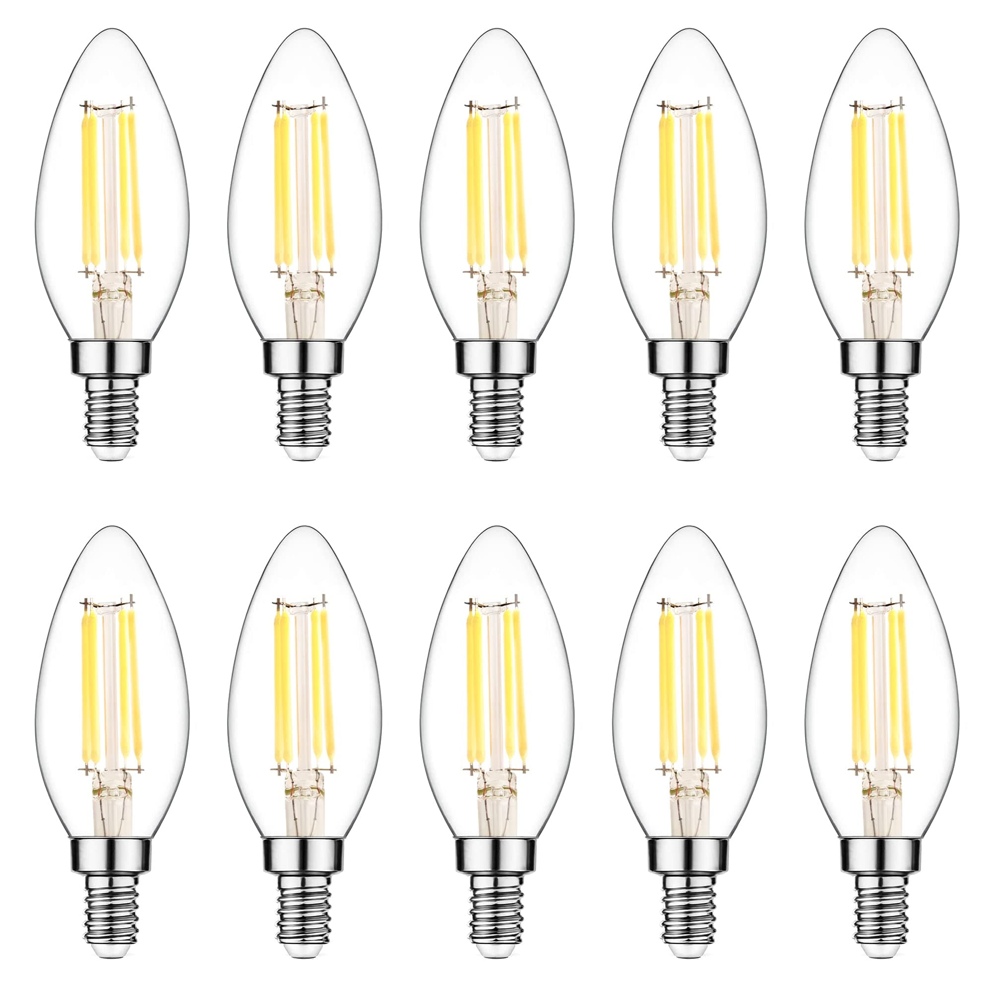 Raheem E14 LED Bulb, Dimmable, 110v 300 Lumens 5000k 40w Equivalent, Best Replacement for Halogen and Incandescent Bulb, Candelabra LED Bulbs, 10 Pack (Daylight White)