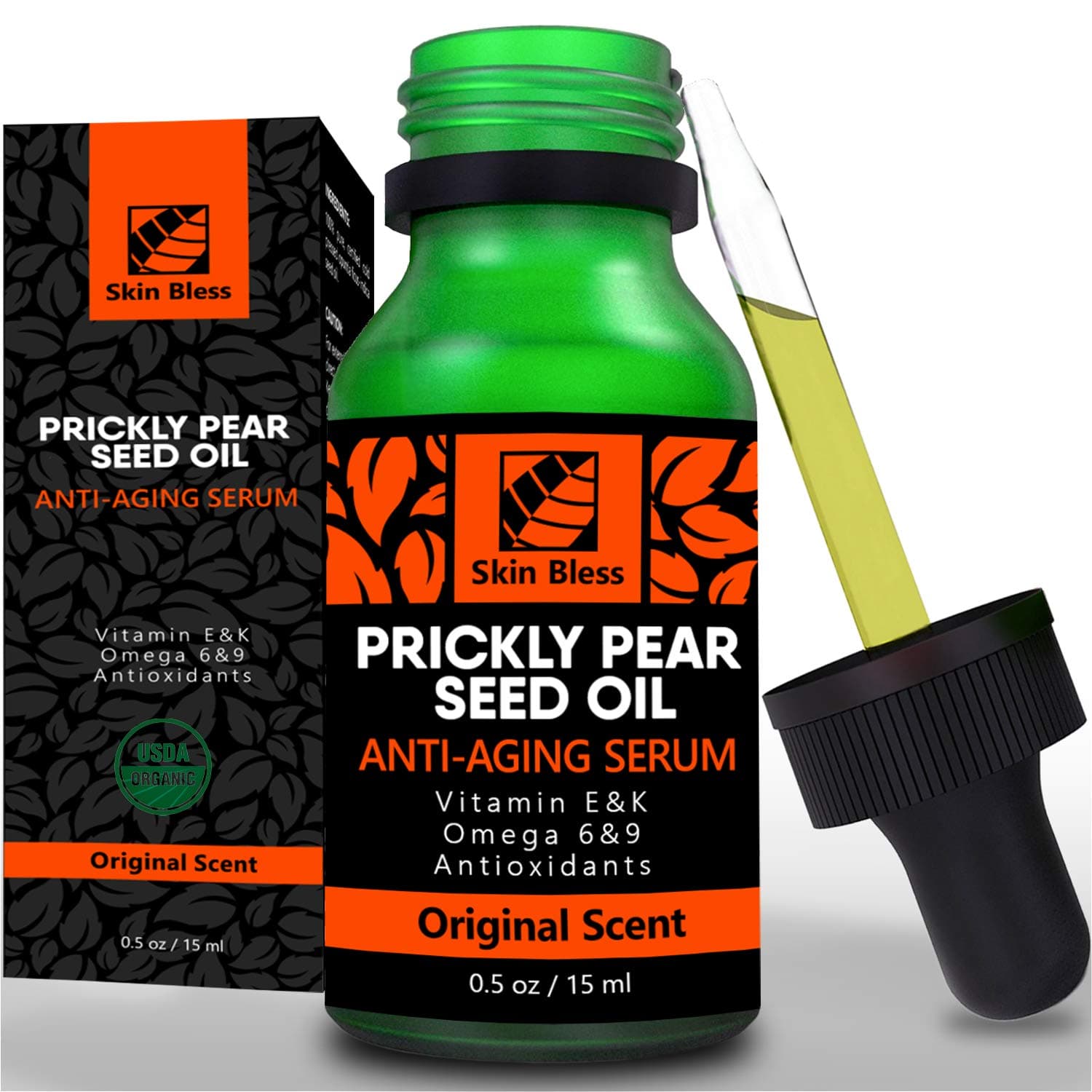 Prickly Pear Seed Oil — Pure Organic Barbary Fig Cactus Oil for Face Hair & Body — LIFE CHANGING Skin Care Anti-Aging Treatment Night Facial Moisturizer Serum for Wrinkles, Acne, and Dark Spots — USDA