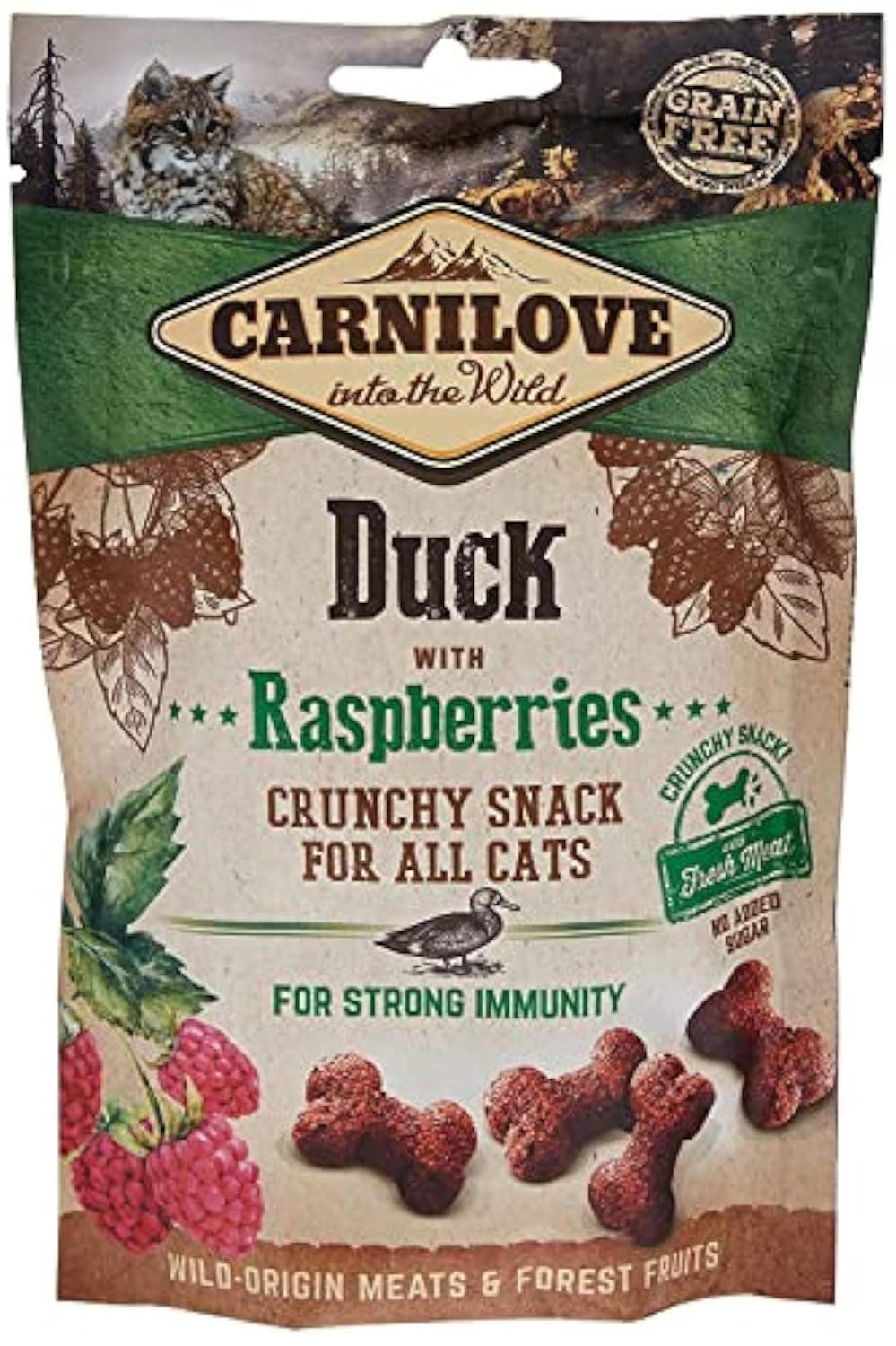 Carnilove Crunchy Snack Duck & Raspberries Cat Treats 50G - Pack of 31 x 1.8g - Total: 50g