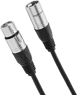 Amazon Basics XLR Microphone Cable for Speaker or PA System, Recording Studio, All Copper Conductors, 6MM PVC Jacket, 50 Foot, Black