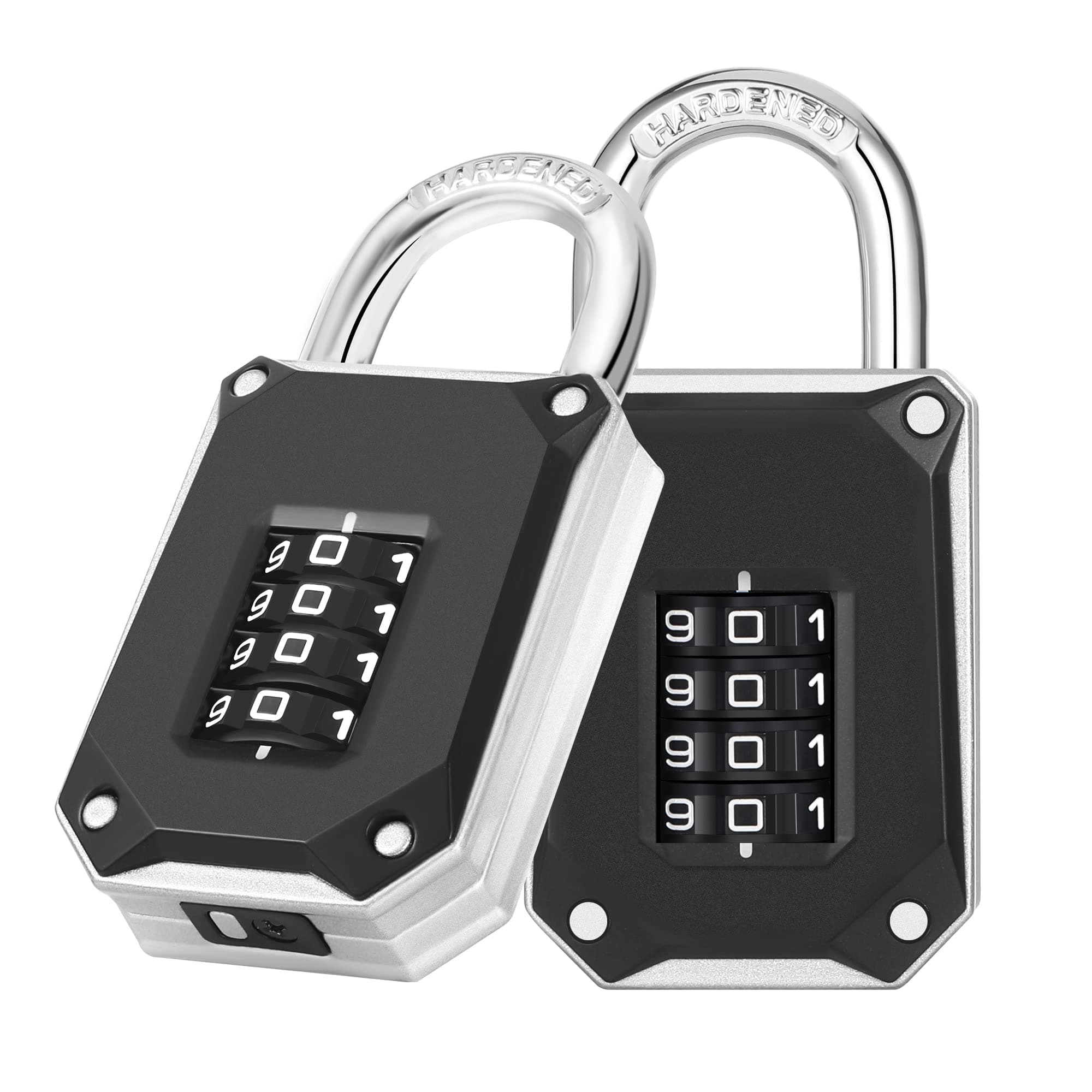 – Code Padlock for Gym Locker, 4 Digit Combination Lock, Heavy Duty Number Padlocks with Big White Numbers and Reset Protection Cover, for School Lockers, Toolbox, Cupboard, etc. (2 Pack)
