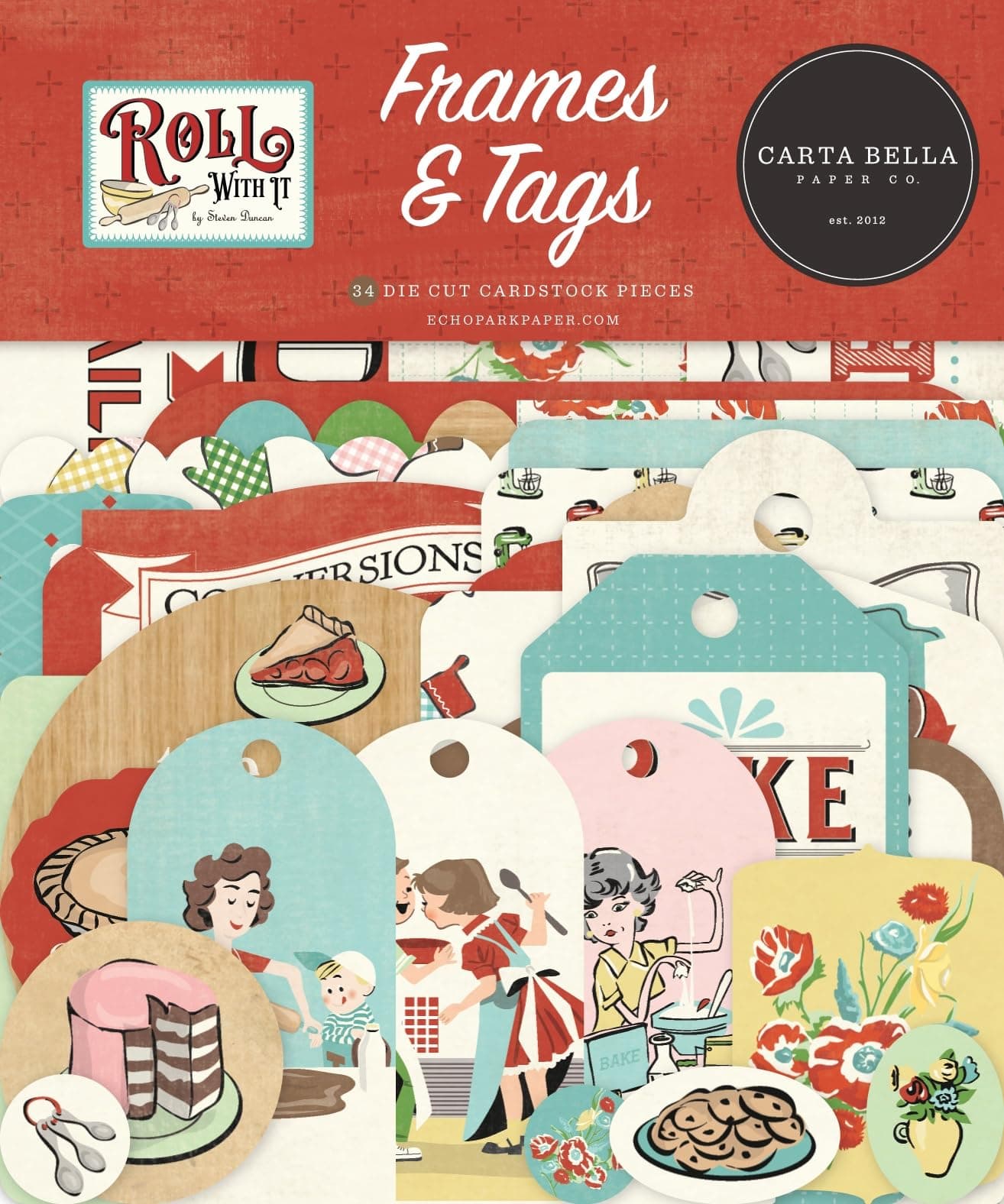 Carta Bella Cardstock Ephemera-Frames & Tags, Roll With It