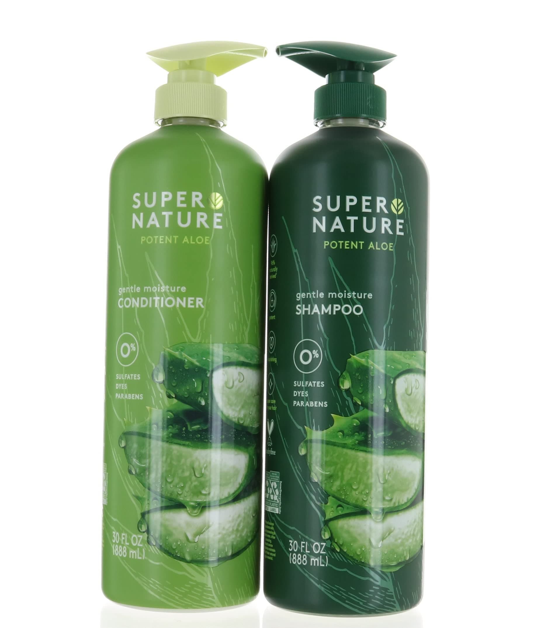 Super Nature Potent Aloe Gentle Moisture Shampoo and Conditioner Sulfates Free 30 FL