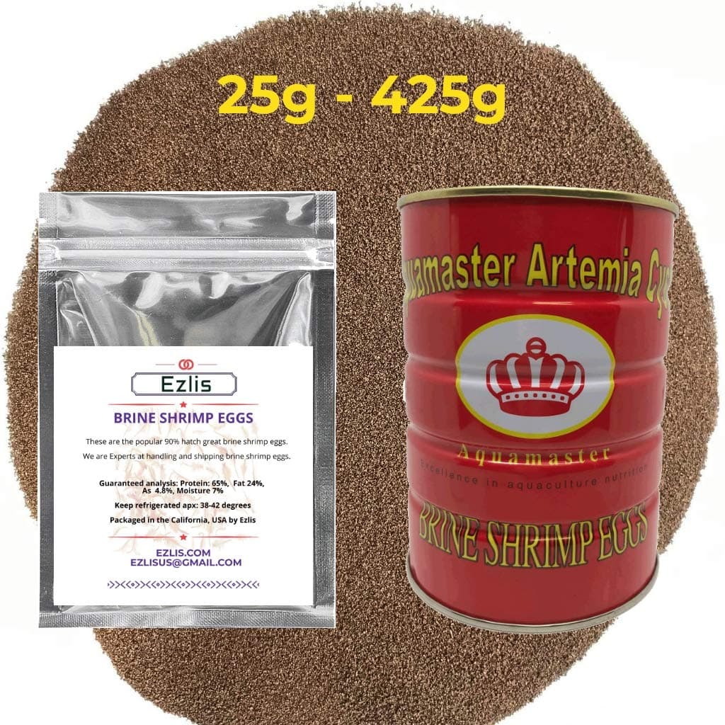 Brine Shrimp Eggs, Artemia Cysts 90% Hatch Rate Brine Shrimp Eggs, Baby Fish Food, Fry Foods and Reef Tanks, High-Protein Food Source for Live Freshwater, Saltwater Marine Fishes (25 Grams)