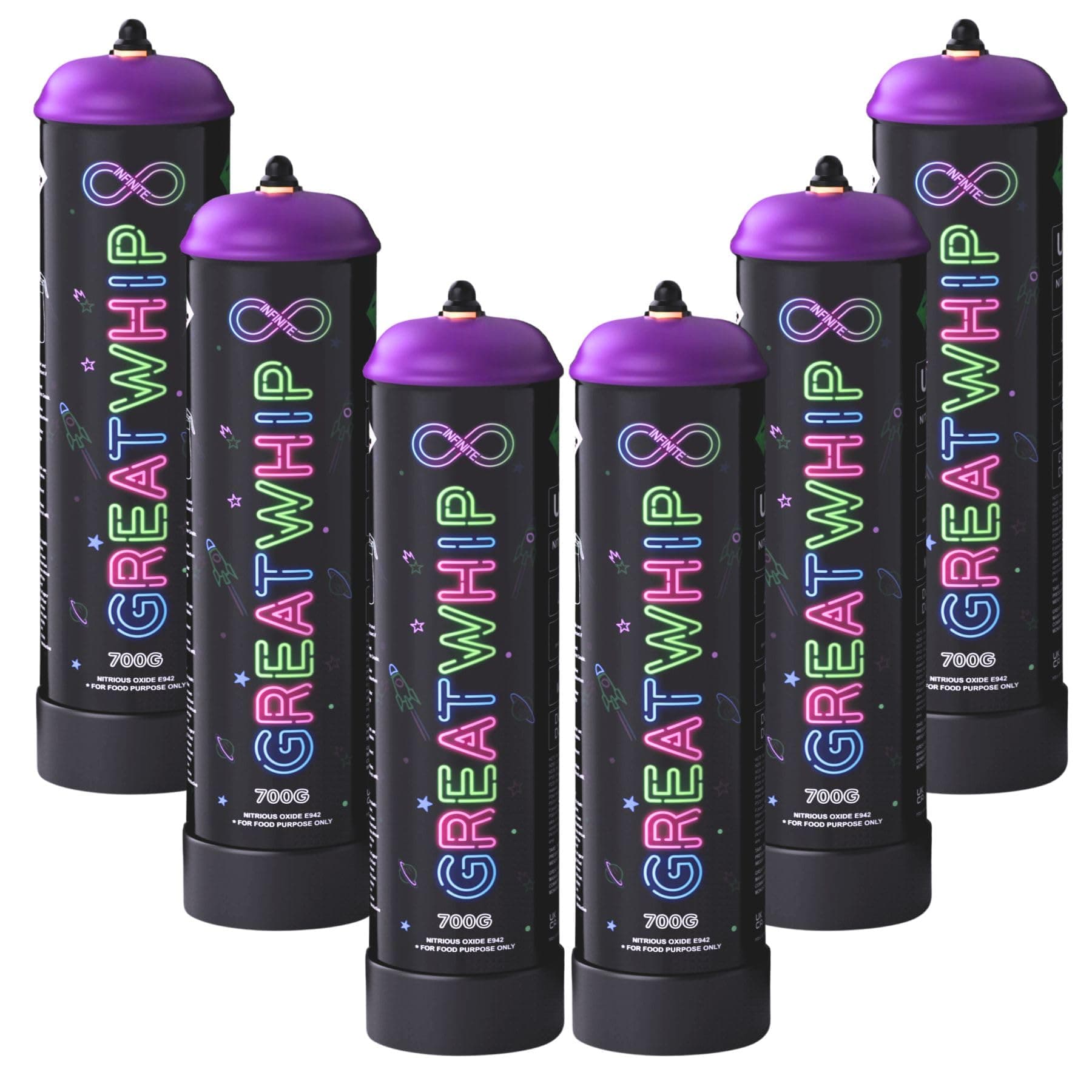 GreatWhip 700g Whipped Cream Chargers Kitchen Cylinder Charger 1.05L Compatible with Cream Whippers (6 Cylinders)