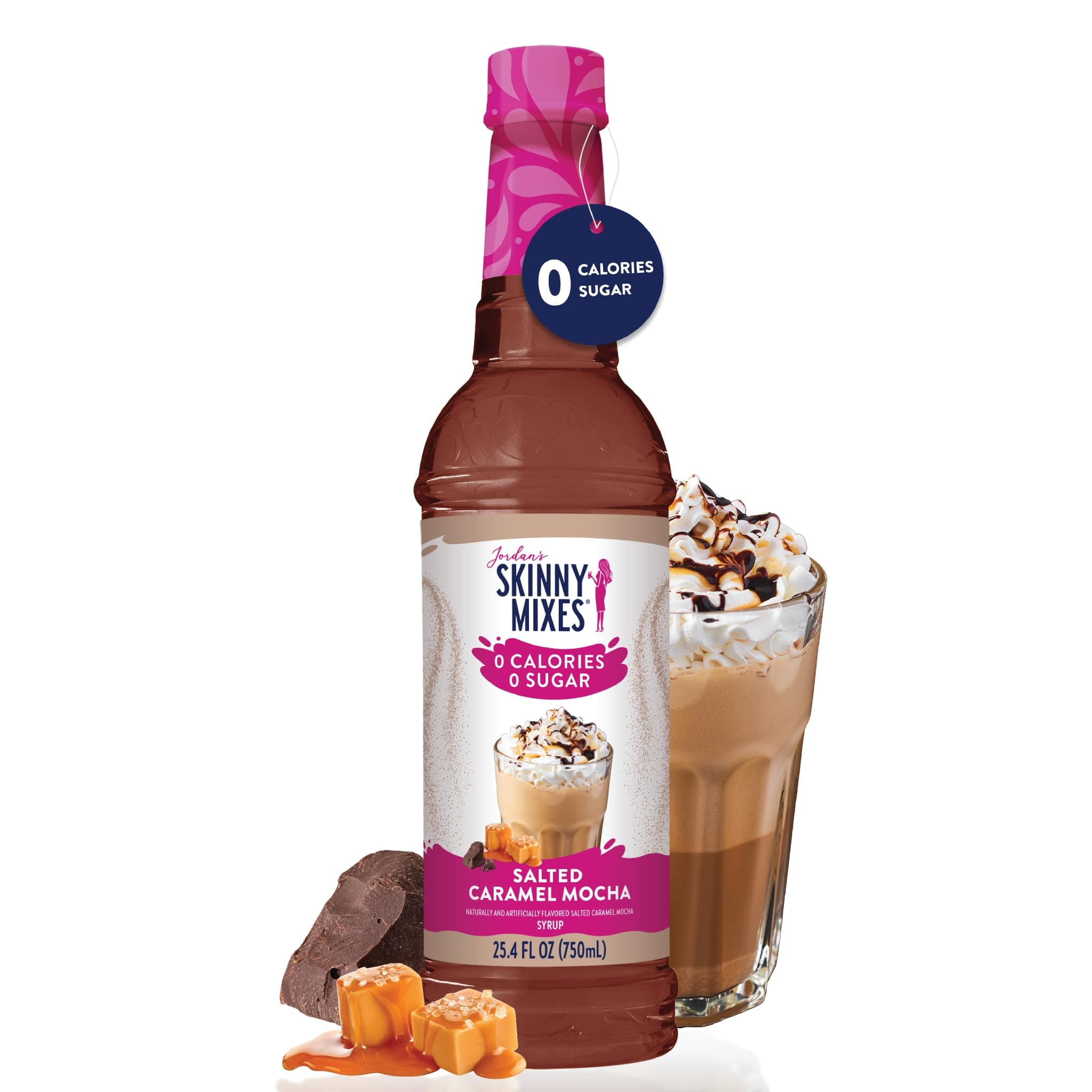 Sugar Free Coffee Syrup, Salted Caramel Mocha Coffee Flavoring Syrup, Zero Calorie Drink Mix, Lattes, Baking, Protein Shake or Cocktail, Dairy & Gluten Free, Kosher, 25.4 Fl Oz