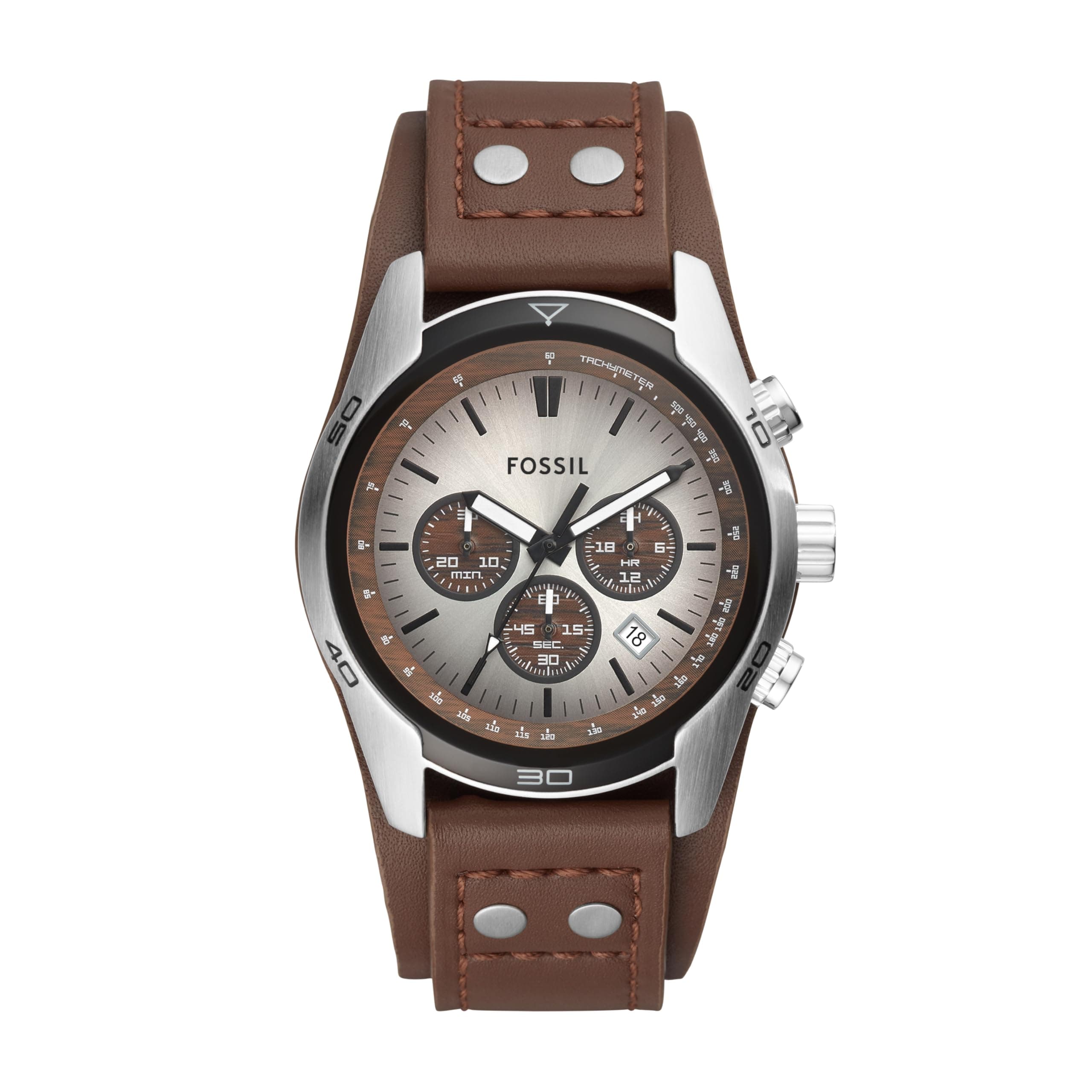 Fossil Cuff Chronograph White Dial Men's Watch-CH2565