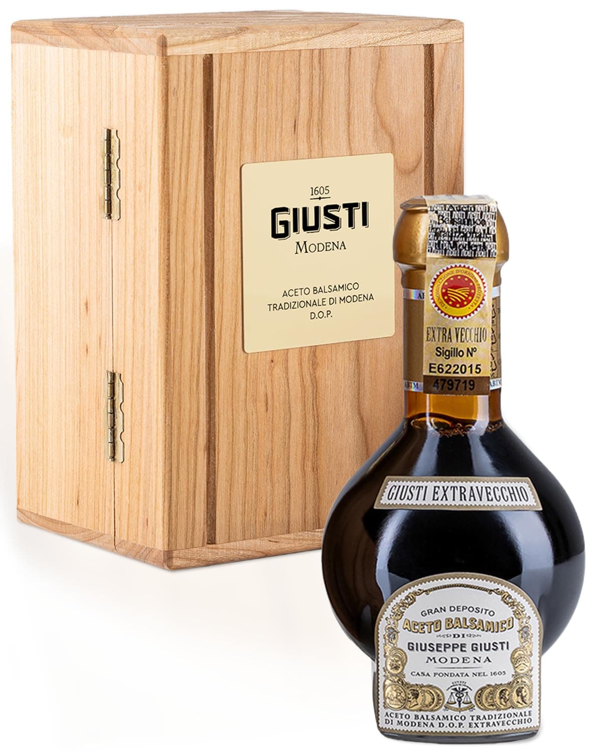 Giusti Traditional Aged Balsamic Vinegar of Modena DOP – 25 Years, Extravecchio Aceto Balsamico Tradizionale di Modena, Made in Italy Gift Set With Wooden Box – 3.4 fl oz (100 ml) - Pack of 1