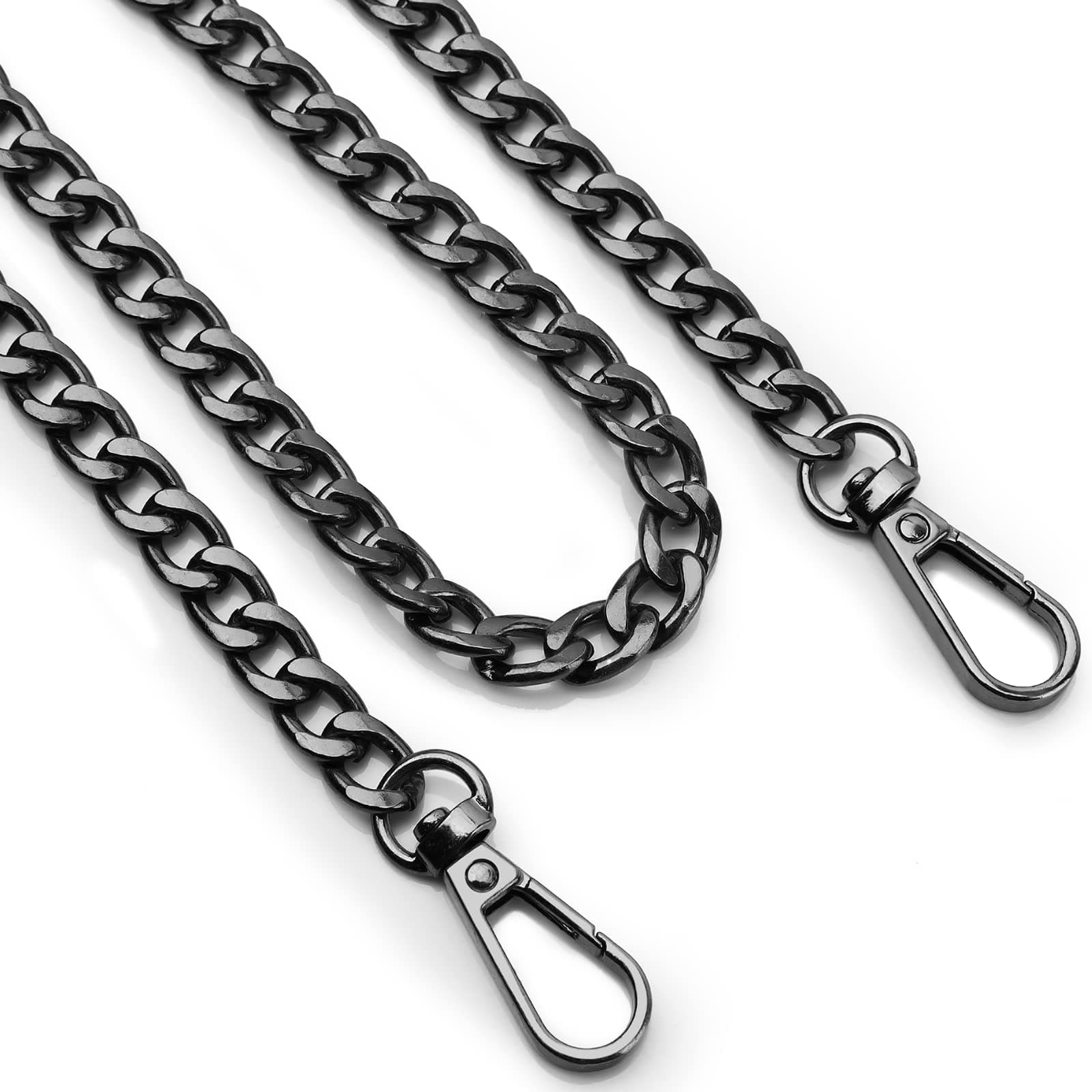 Metal Bag Chain Black, 120CM Purse Chain Straps, Handbags Replacement Chain Strap with Buckles, Metal Strap for Women DIY Purse Bag Shoulder Crossbody Handbags Shoulder Bag Crafts Making,