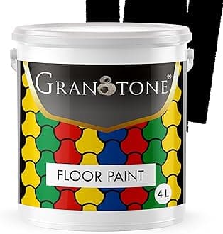 GRANOTONE Floor Paint, Polyurethane and Acrylic Polymer-based Concrete Sealer and Floor Paint, Soft Sheen Finish Floor Coating Paints, Anti-slip, Thick & Durable, Non-toxic, 4 L, Jet Black