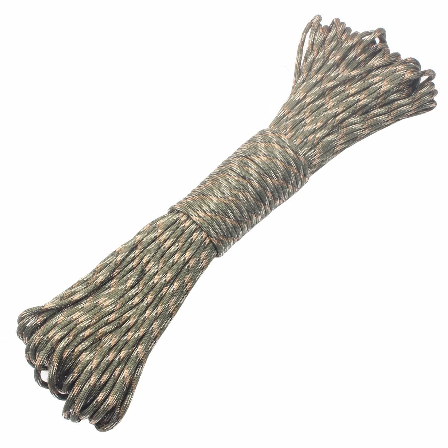 Paracord 9 Core 550 Parachute Cord Camping Rope 100FT (Army Green camo, 100feet)