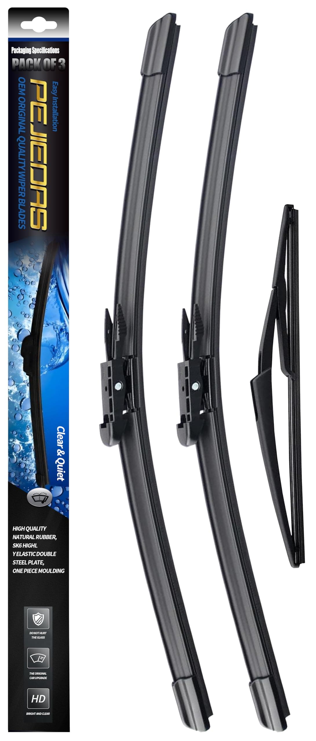 3 x OEM Wiper Blades, Replacement Wiper Blades for Mercedes-Benz ML GL R 320 350 450 500, (28“ & 21” Front Wipers + 12” Rear Wiper Blades)