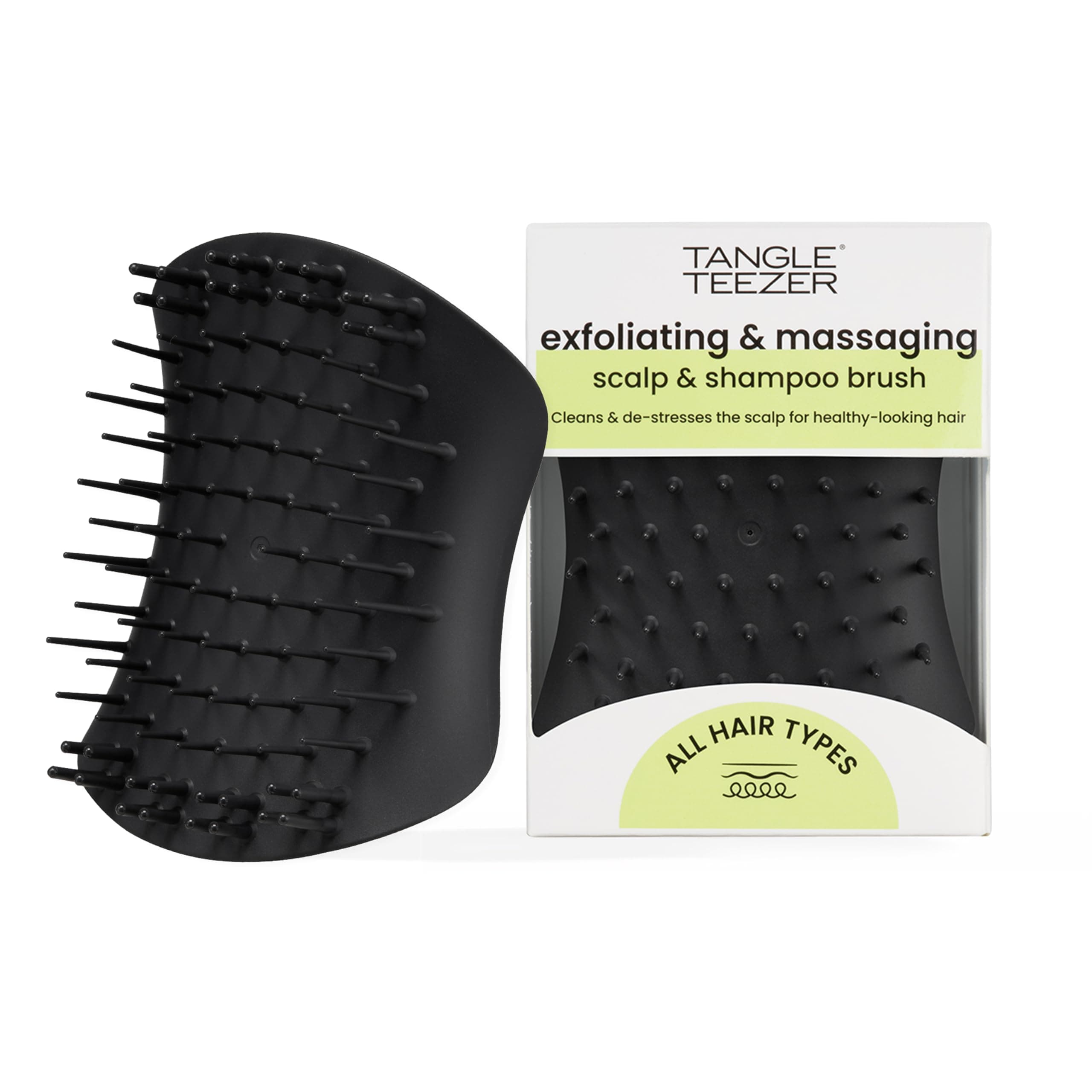 The Scalp Exfoliator & Massager - Perfect for Hair Treatment & Scalp Detox - Removes Dirt & Dead Skin Cells - Use in Shower or with Hair Oil - Onyx Black