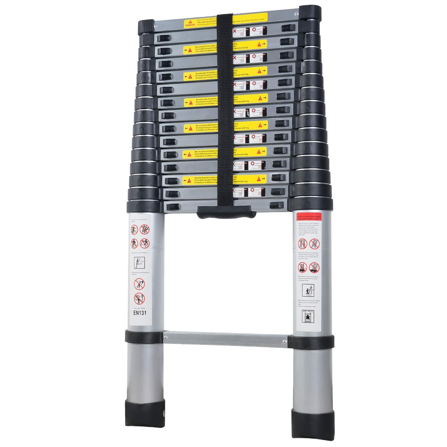 WolfWise EN131 15.5ft Telescoping Ladder Aluminum Telescopic Extension Tall Multi Purpose