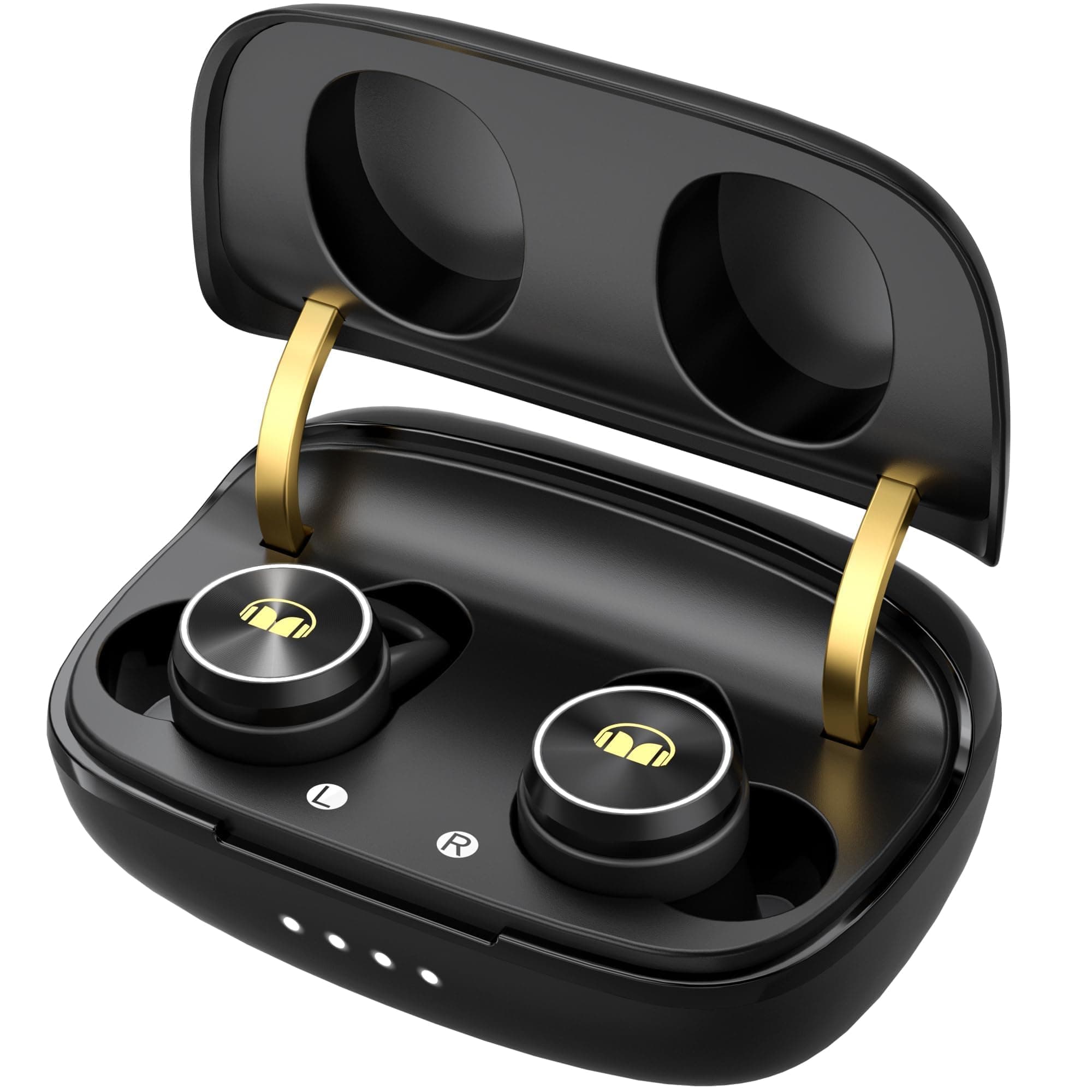 Monster Clarity 101Plus AirLinks Wireless Earbuds, Bluetooth 5.3 in-Ear Headphones with Charging Case, Stereo Earphones Deep Bass Sound, 28H Long Playtime, Water Resistant Design for Sports.