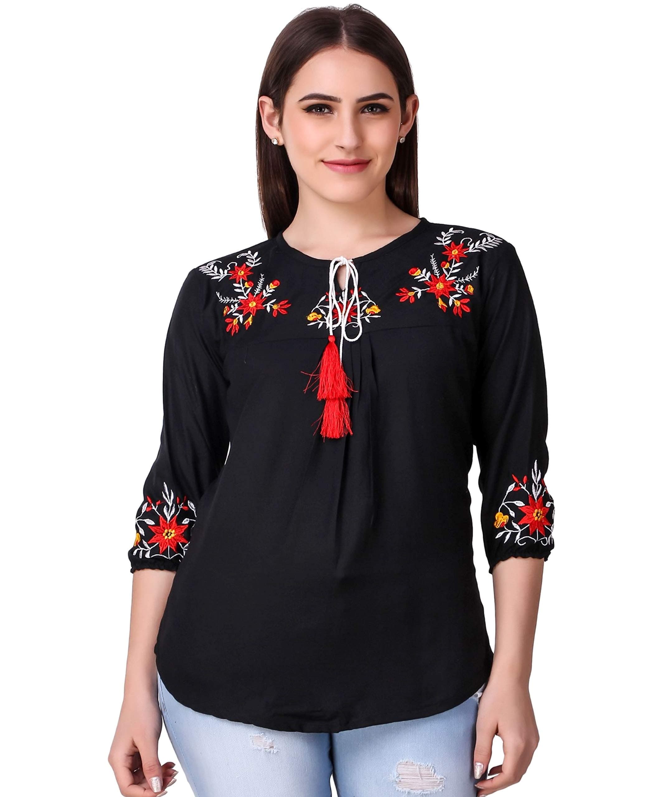 Elyraa Women's Top (ELYR106_Black_X-Large)