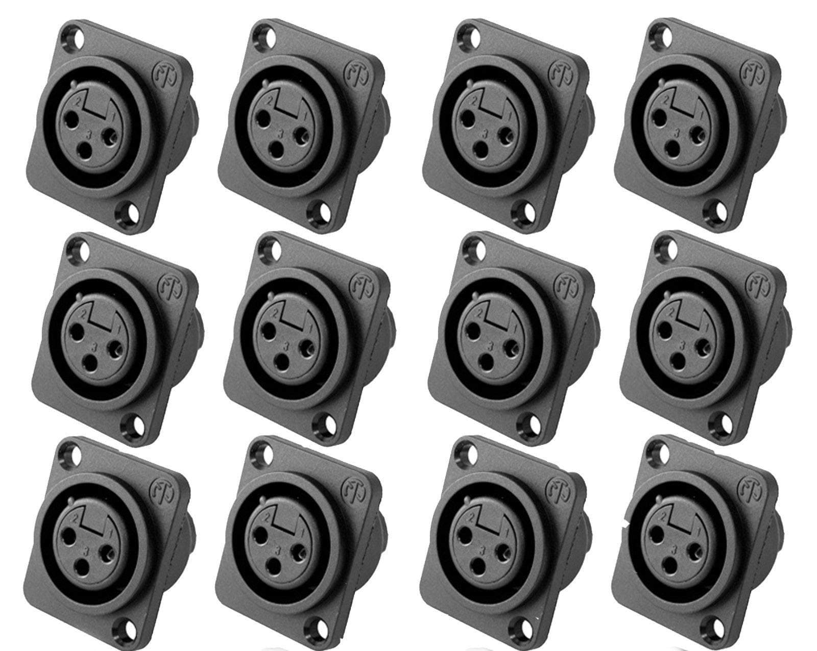 (12 Pack) New Neutrik NC3FPP Female 3-Pin Mic XLR Panel Jack Non-Latching