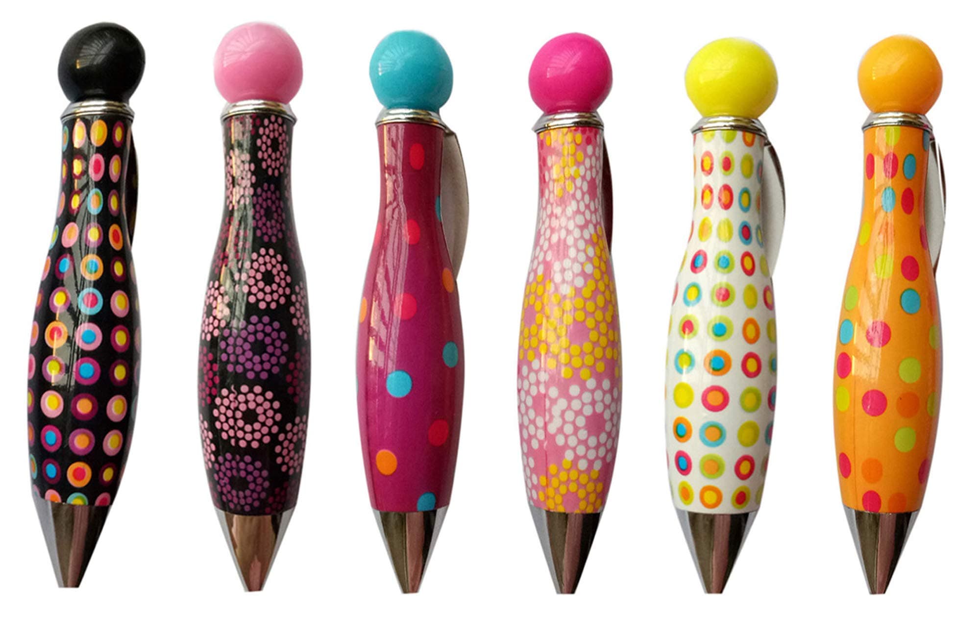 6 Pack Big Fat Pen With Clip Good Grip Mini Cute Ballpoint Pen Blue Ink 0.5 mm Tip Novelty Pen Gift For Kids Arthritis