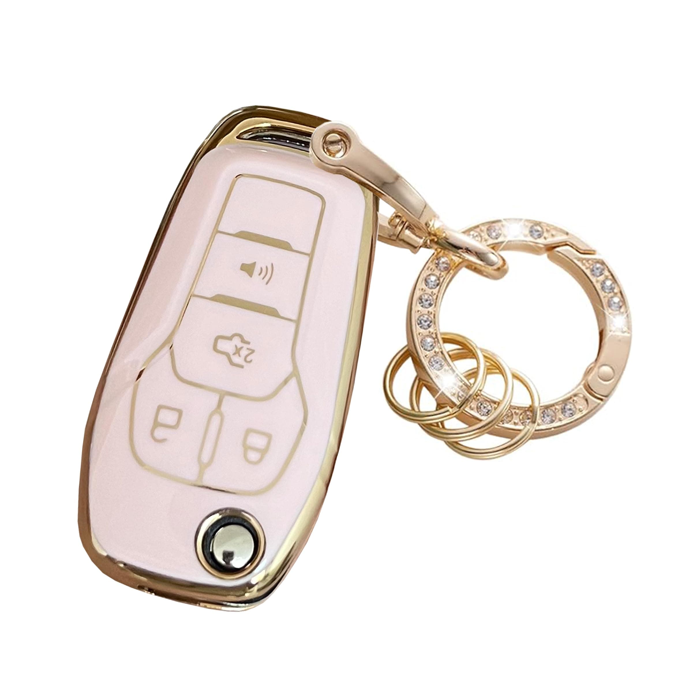 for Ford Key Fob Cover Key Protective Flip Key Shell Holder Fit for Ford Fusion Bronco F-150 F-250 F-350 F-450 F-550 Ranger Figo (Pink)