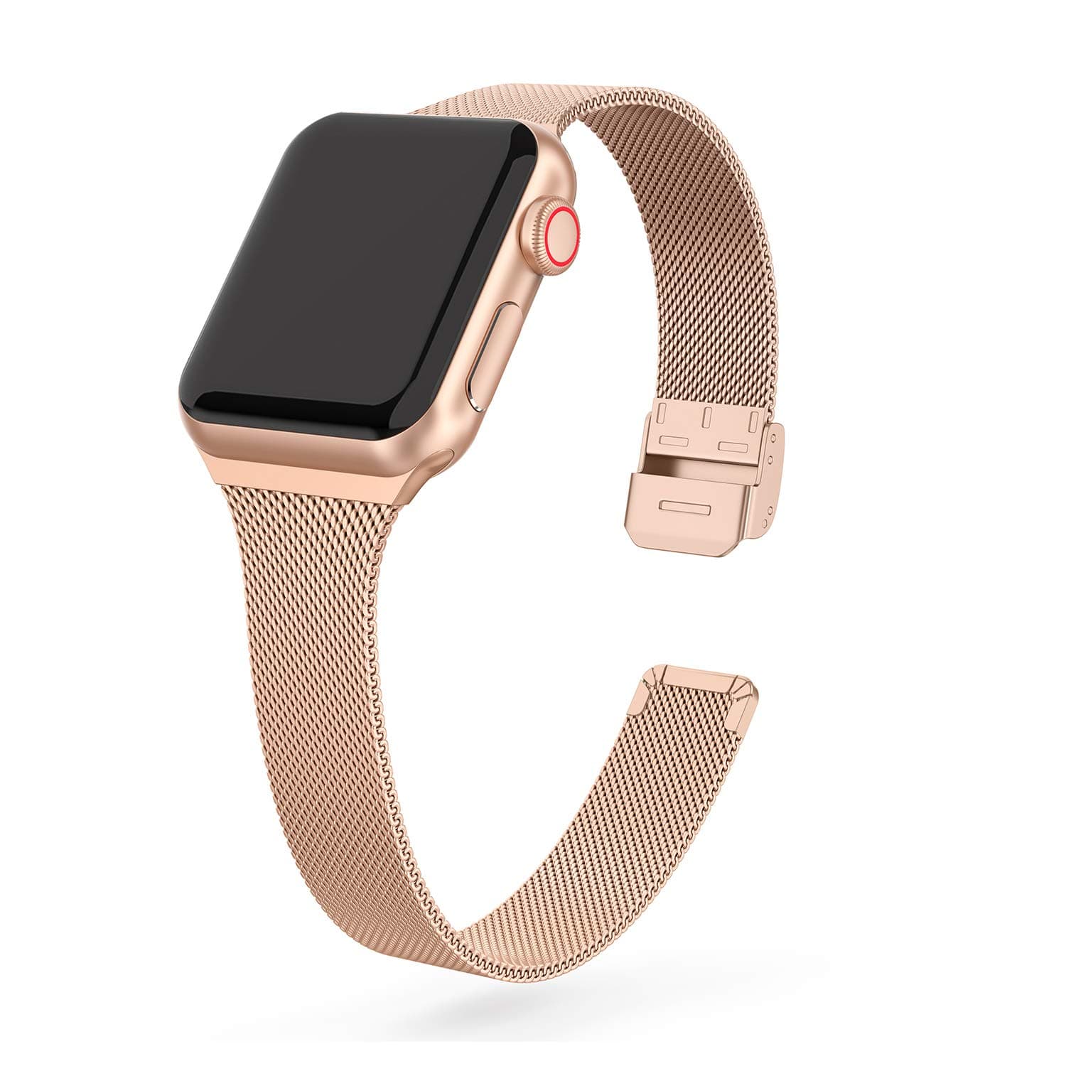 SWEES Compatible with Apple Watch Bands 41mm 38mm 40mm 42mm 44mm 45mm, Stainless Steel Metal Narrow Slim Thin Replacement Compatible for iWatch Series 8 7 6 5 4 3 2 1 SE Women, Rose Gold