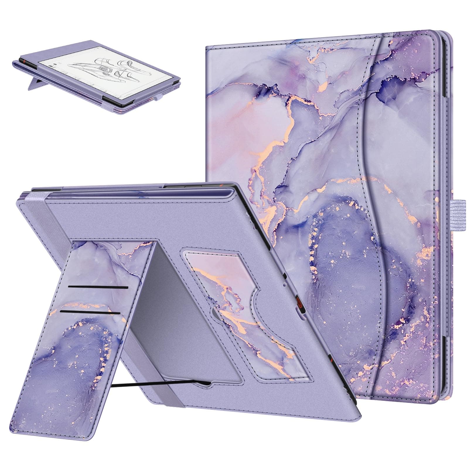 Fintie Case for 10.3" Boox Note Air 5 C (2025)/ Note Air4 C (2024)/ Note Air3 C/ Air3 B/W (2023) Tablet ePaper -Premium PU Leather Stand Cover Auto Sleep/Wake with Card Slot & Pen Holder, Lilac Marble