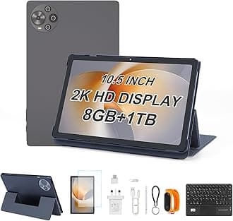 C idea 10.5" Tablet Android 14, 8GB RAM, 1TB Storage, WiFi, Bluetooth, GPS, Dual Camera, Long Lasting Battery Tablet, CM10500Plus (Black)