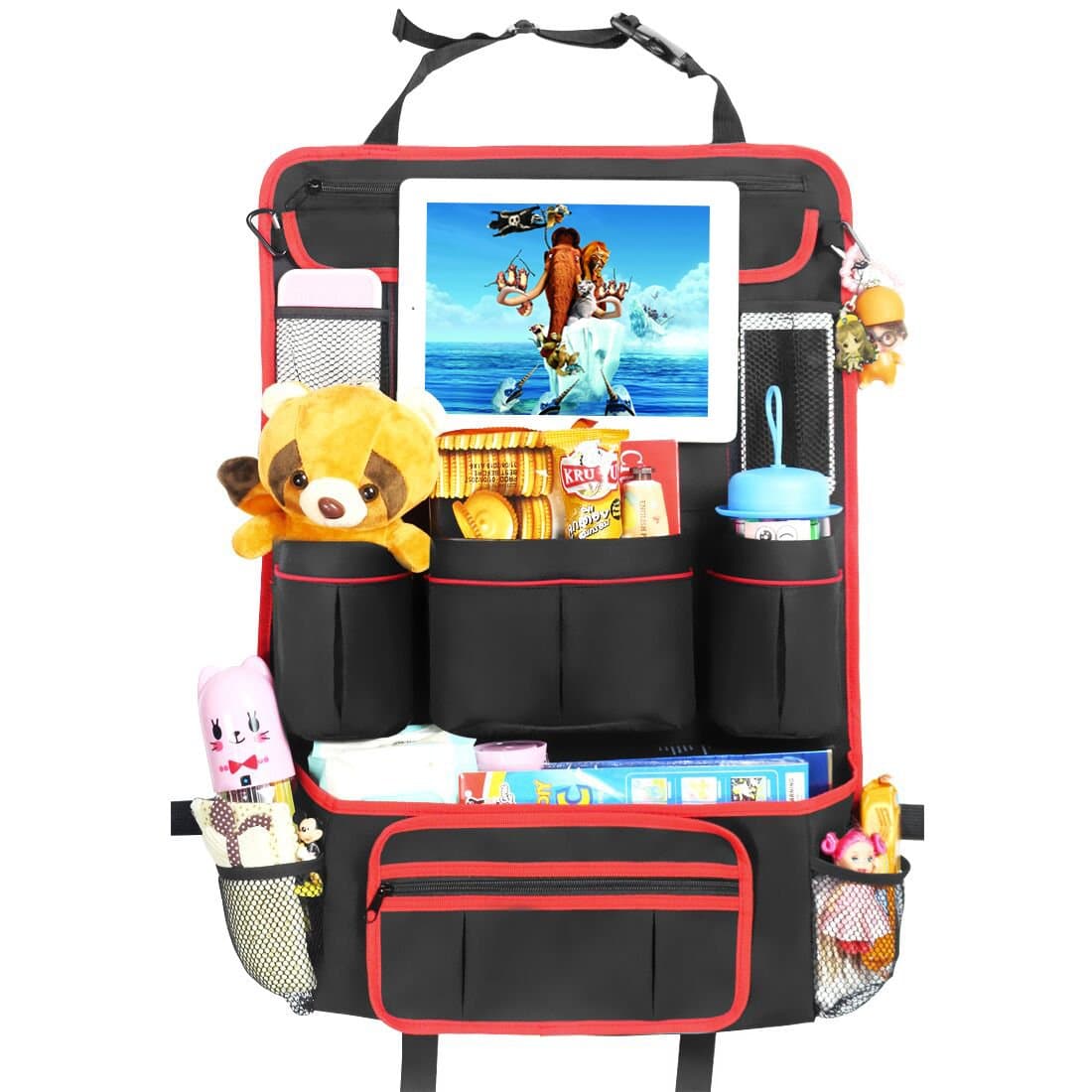 Durable/Waterproof Car Back Seat Organizer with Clear Touch-Screen Ipad Holder,Multi-Pocket/Heavy Duty/Large Storage