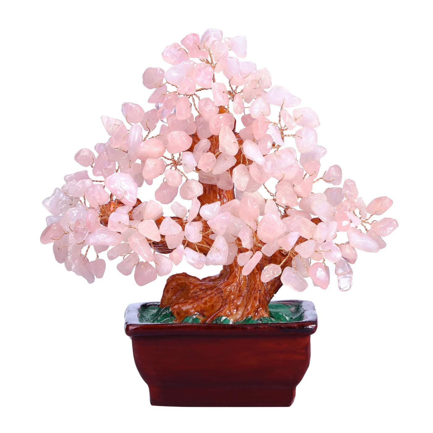 MANIFO Rose Quartz Crystal Tree Reiki Healing Gemstone Money Tree Feng Shui Crystals Stone Tree Home Office Luck Ornament Decoration 6.3 Inch