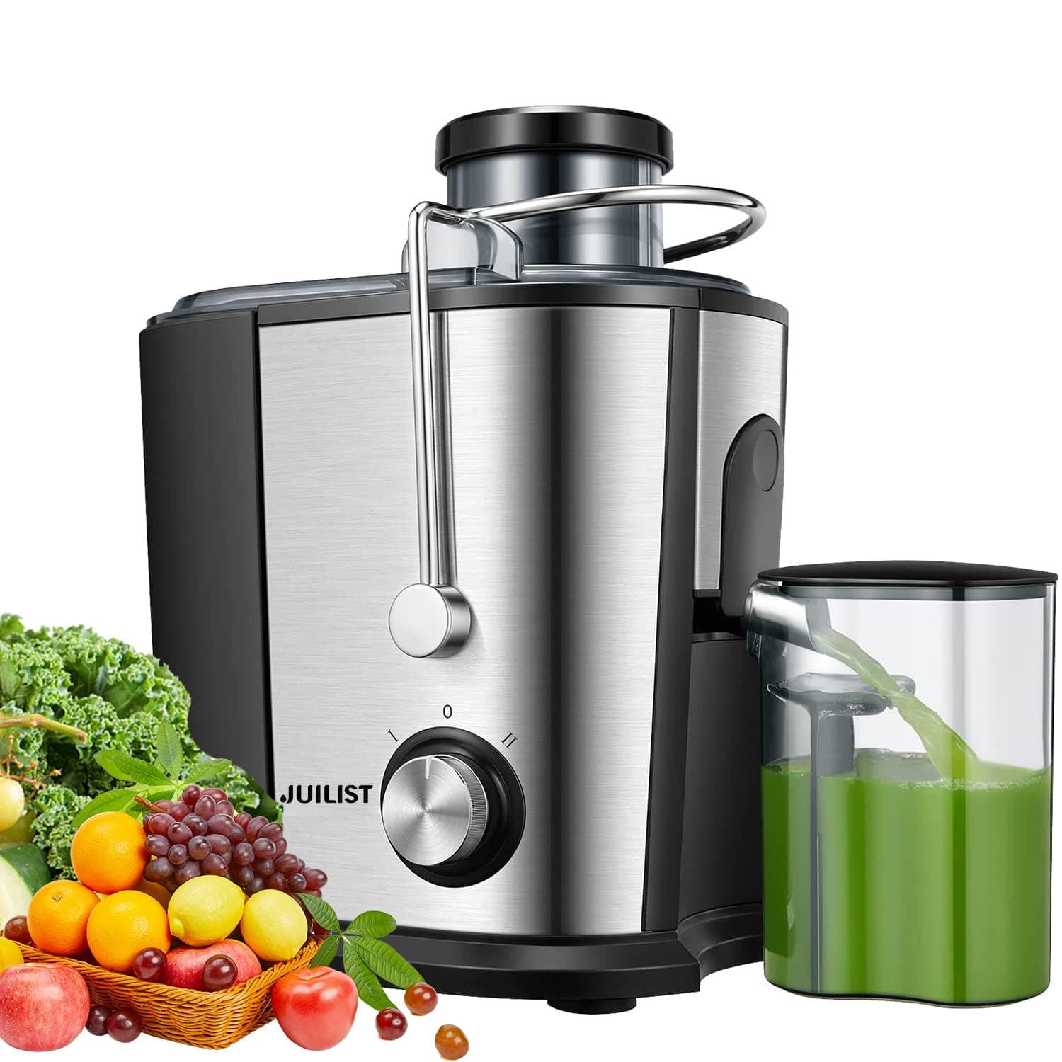 Juicer Machines, Up to 900W Juicer with Anti-drip & Anti-slip Function, Juicers Whole Fruit and Vegetable with 3-Inch Wide Mouth Food Chute, 2 Speeds, Recipe Included, Easy to Clean 600W