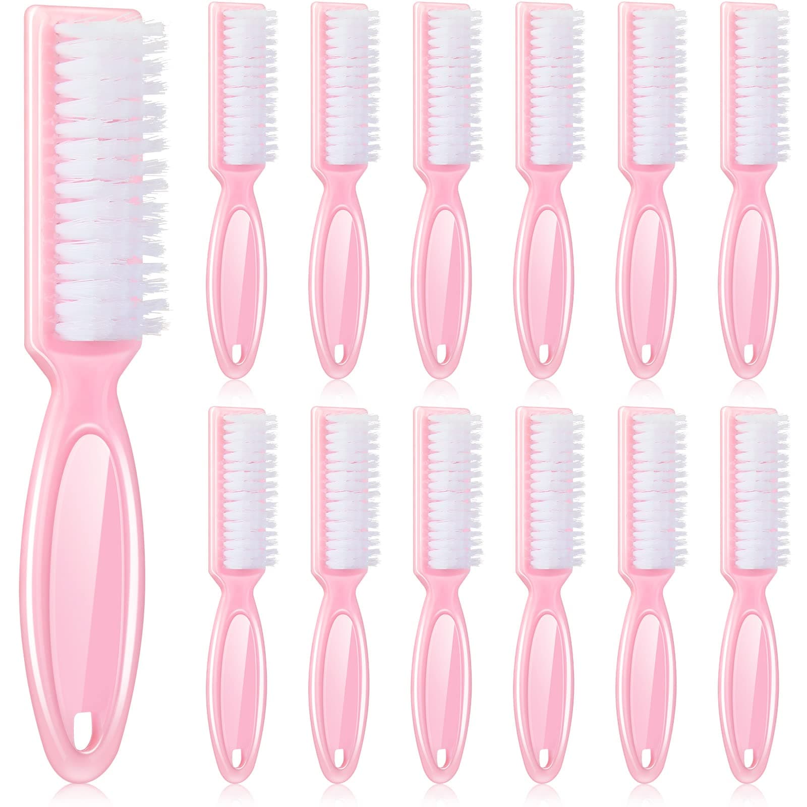 Patelai 12 Pcs Barber Clipper Brush Blade Trimmer Cleaning Brush for Fades Nail Neck Duster Manicure Salon(12,Light Pink)