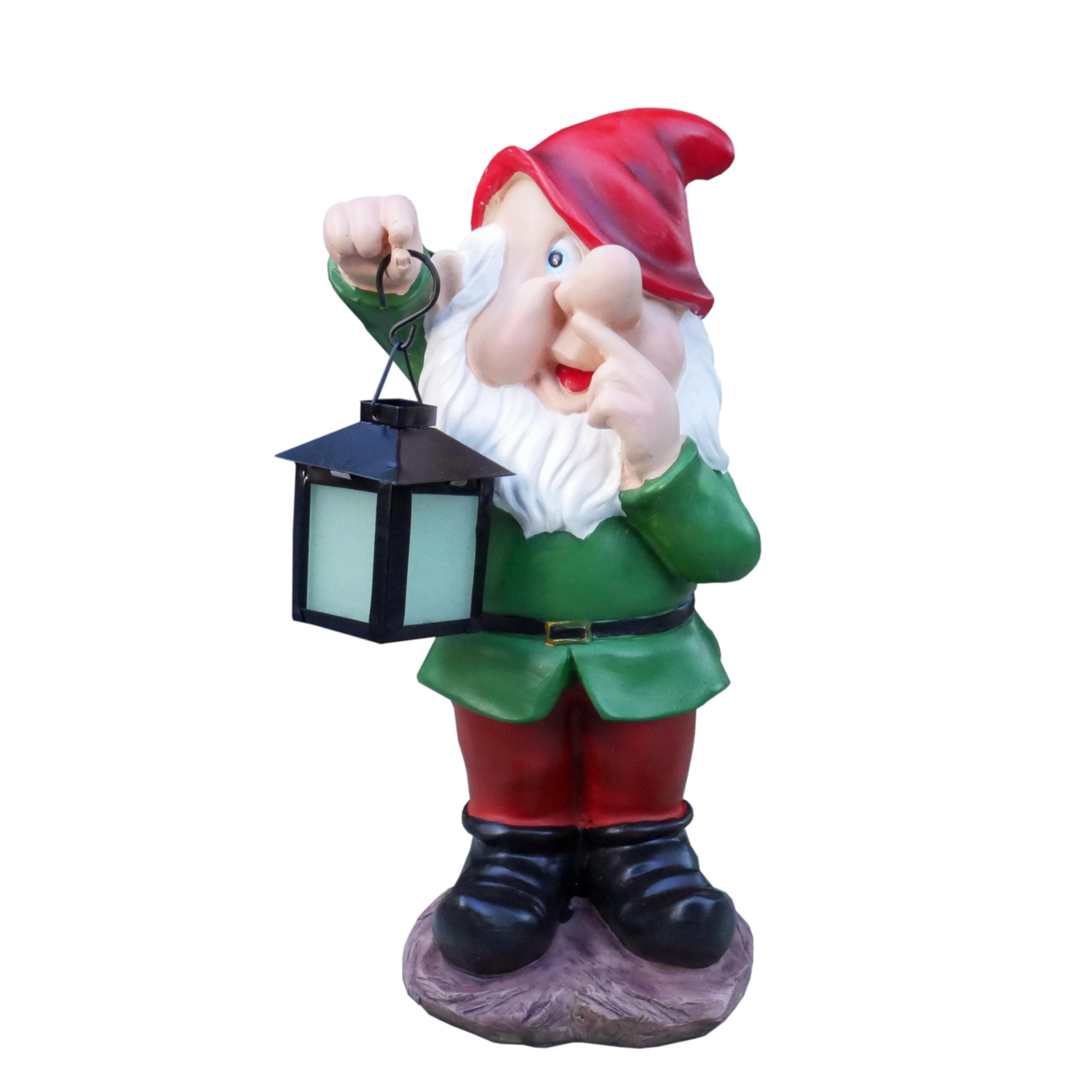 Gnome with Fluorescent Lamp Garden Ornament Resin Decorative Sculpture Statue