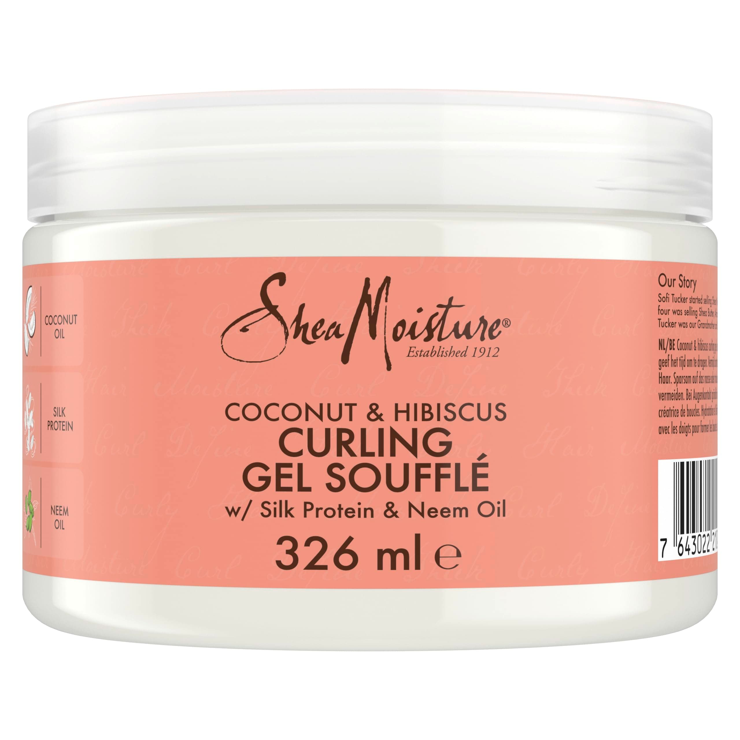 Shea Moisture Coconut & Hibiscus Curling Gel Soufflé no silicones or sulphates for thick, curly hair 326 ml