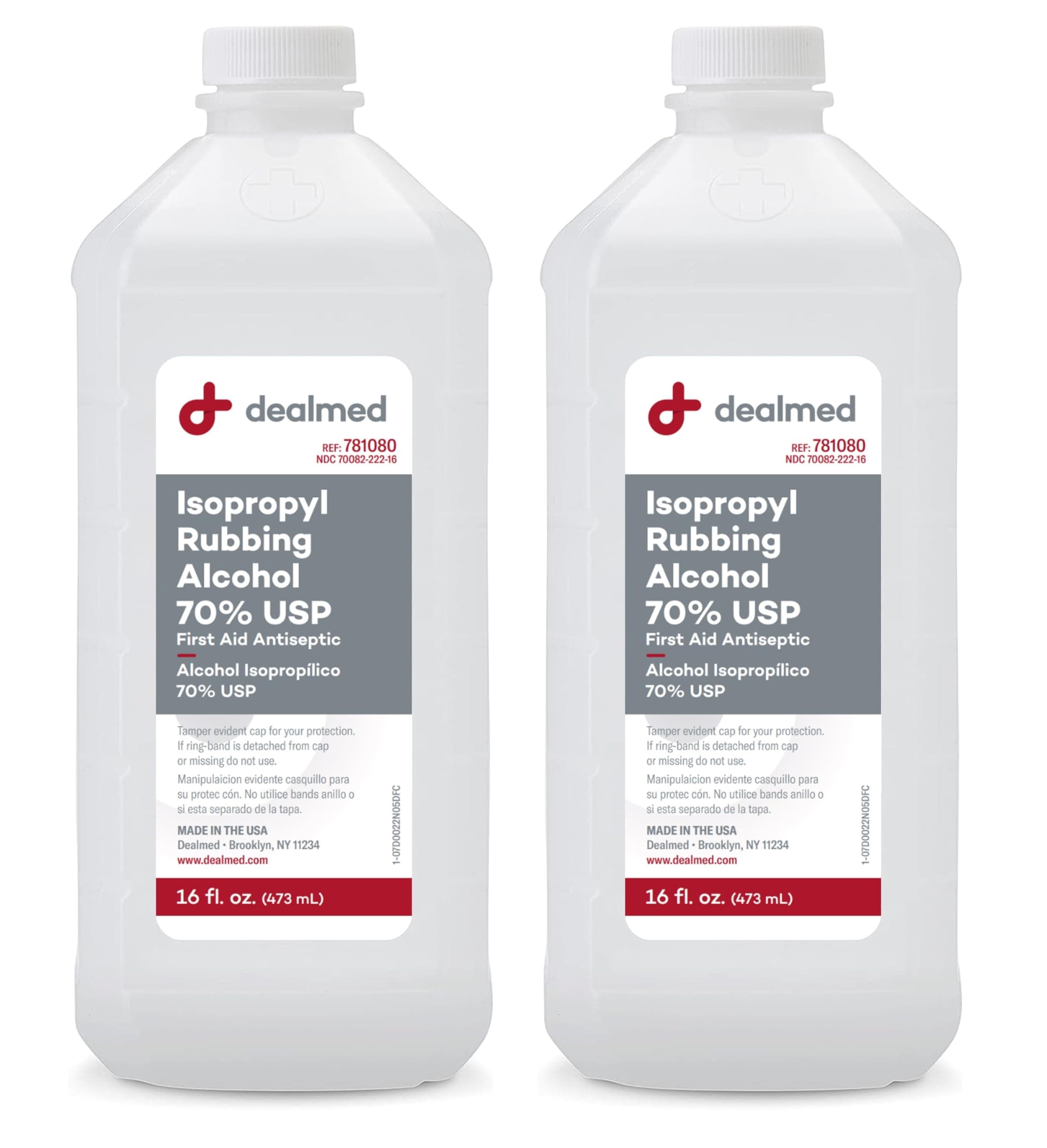 Dealmed Isopropyl Rubbing Alcohol 70% USP, First Aid Antiseptic, 16 fl. oz, (2 Pack)