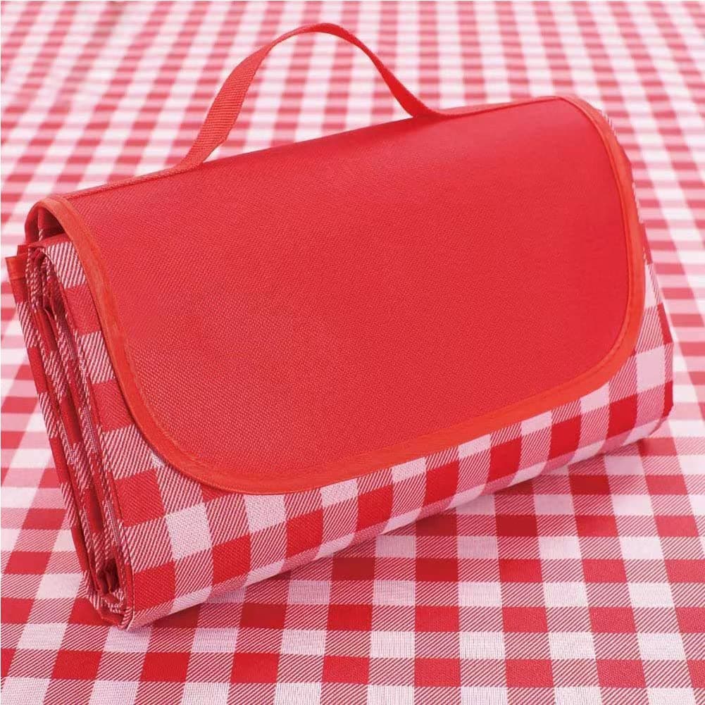 Outdoor Picnic Blanket, Foldable Waterproof Sand Beach Mat in Large 80x60in, Red
