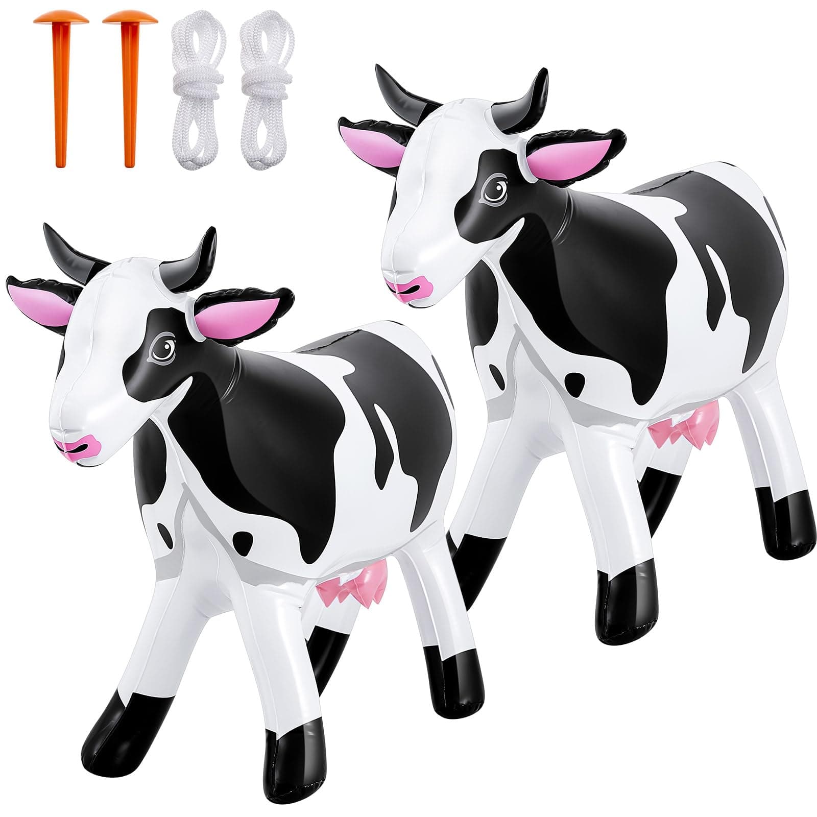 2 Pcs 37" Long Inflatable Cow Decorations 21" Tall Giant Blow up Cow Western Party Decorations Inflatable Gifts for Pool Party Decoration Animals Theme Birthday Indoor Outdoor Decor