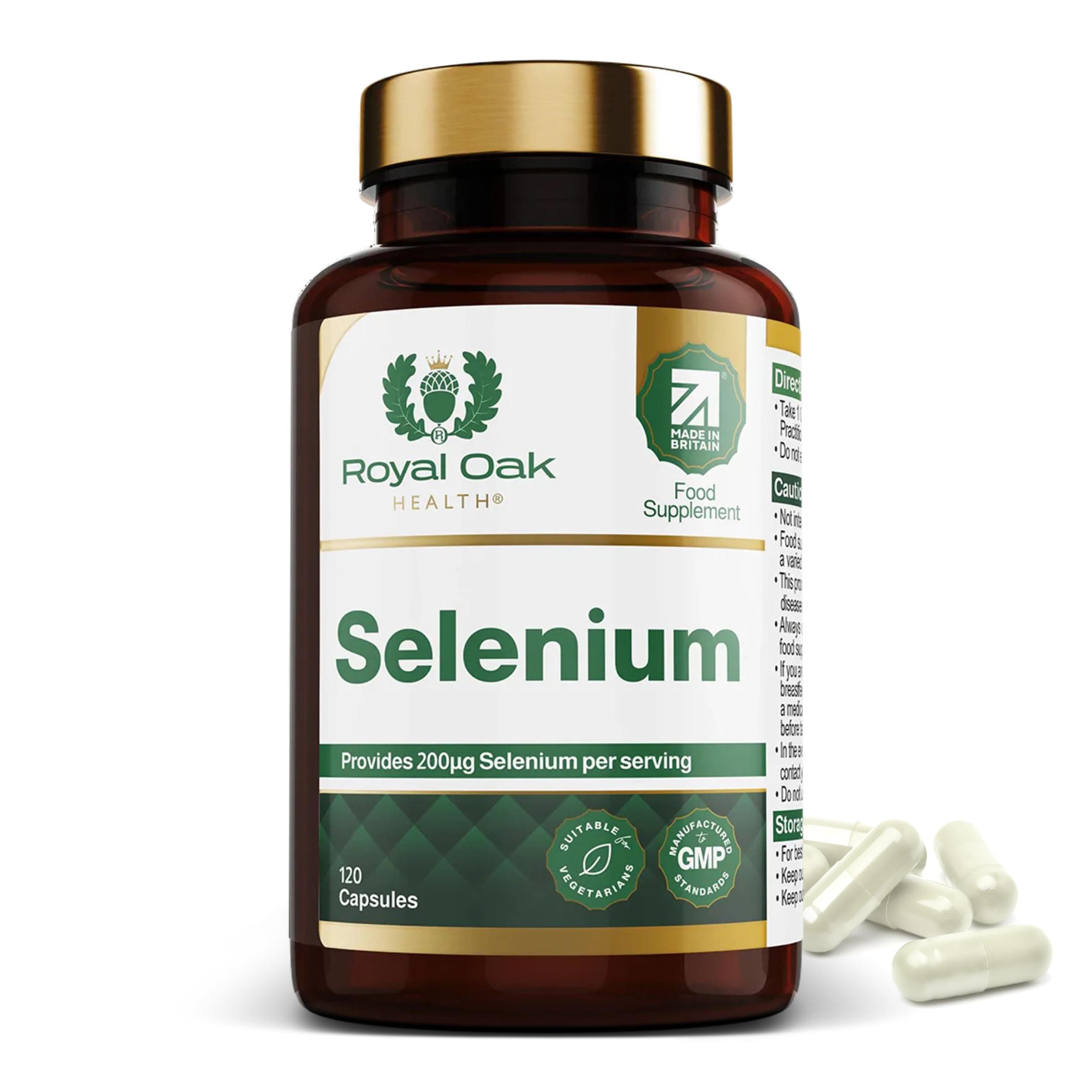 Royal Oak HealthRoyal Oak Health 200ug Selenium Capsules | Plant Derived L-Selenomethionine | 4 Month Supply | Yeast Free for Hair, Nails & Immune Support | Vegan, GMP Certified & UK Made