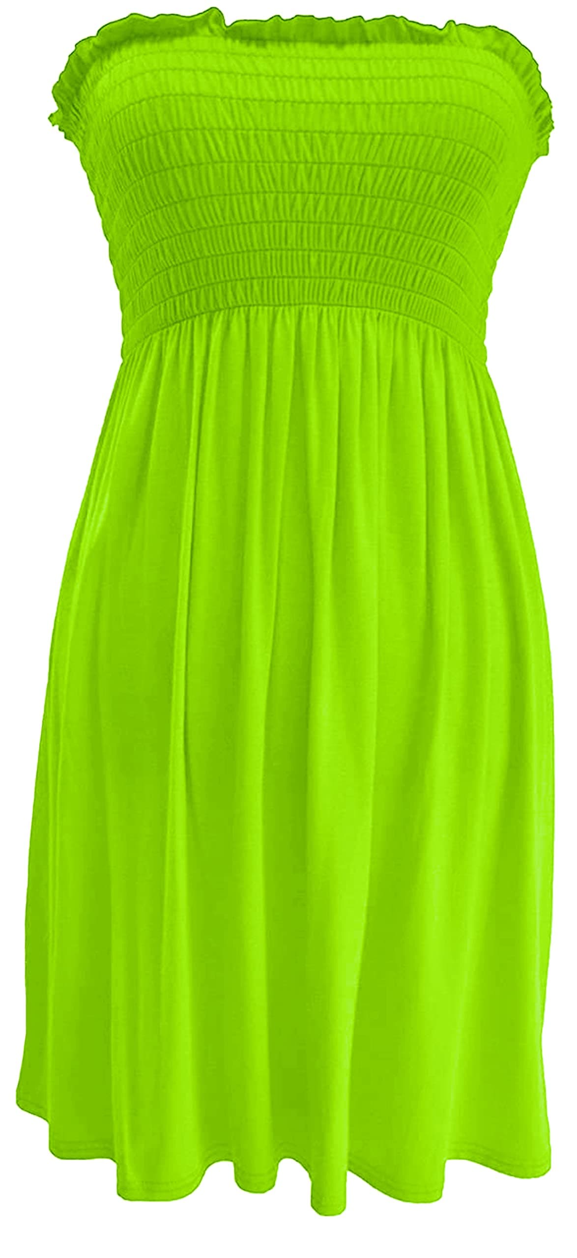 New Womens Ladies Sheering Top Strapless Bandeau Dress Top Jersey Ladies Plus Size Boobtube Top Dress UK Sizes 8-22