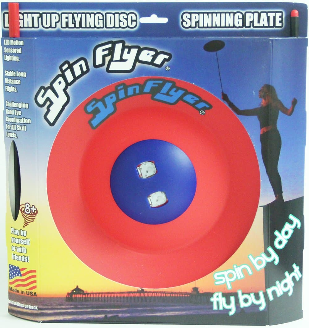 Spin Flyer Spinning Plate/Disc - Lights Up with LED Motion Sensors! Red