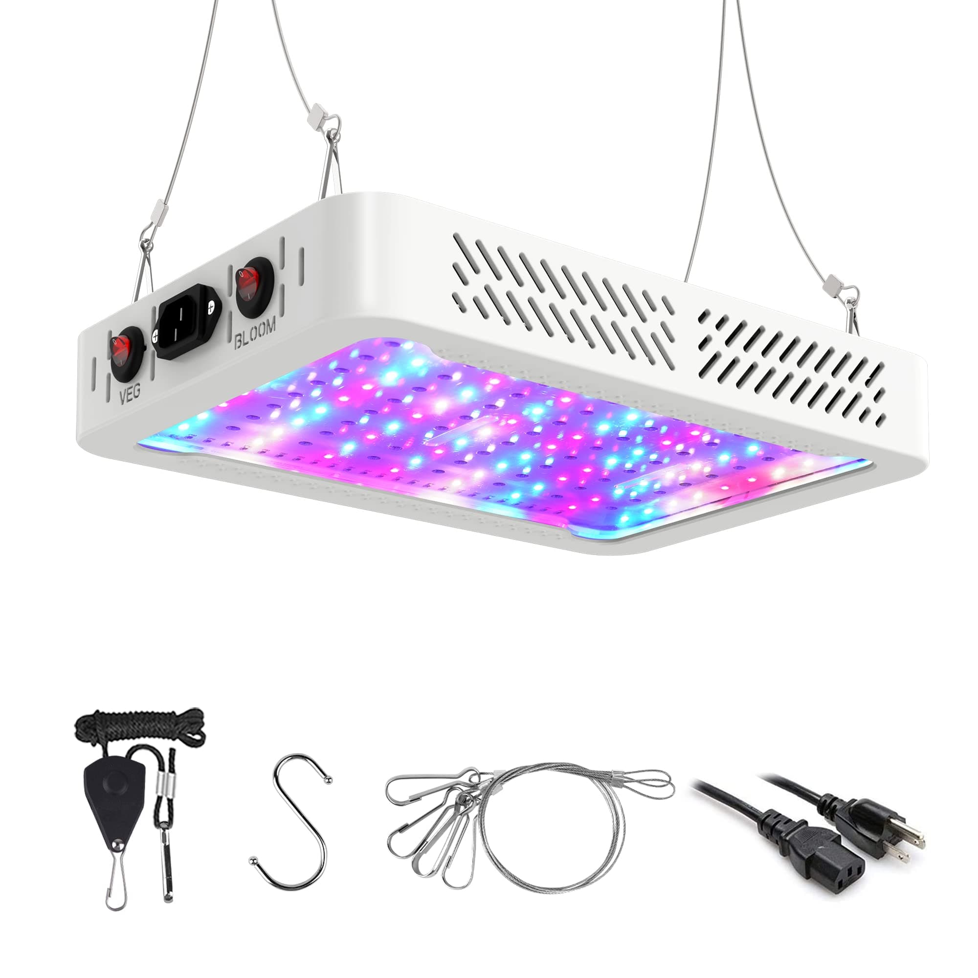 Beelux 1000w LED Grow Light for Indoor Plants Full Spectrum, Upgrade Dual Chips and Dual Switch Plant Grow Lights for Seed Starting Veg and Flower Greenhouse (Actual Power 100W=1000W HPS)