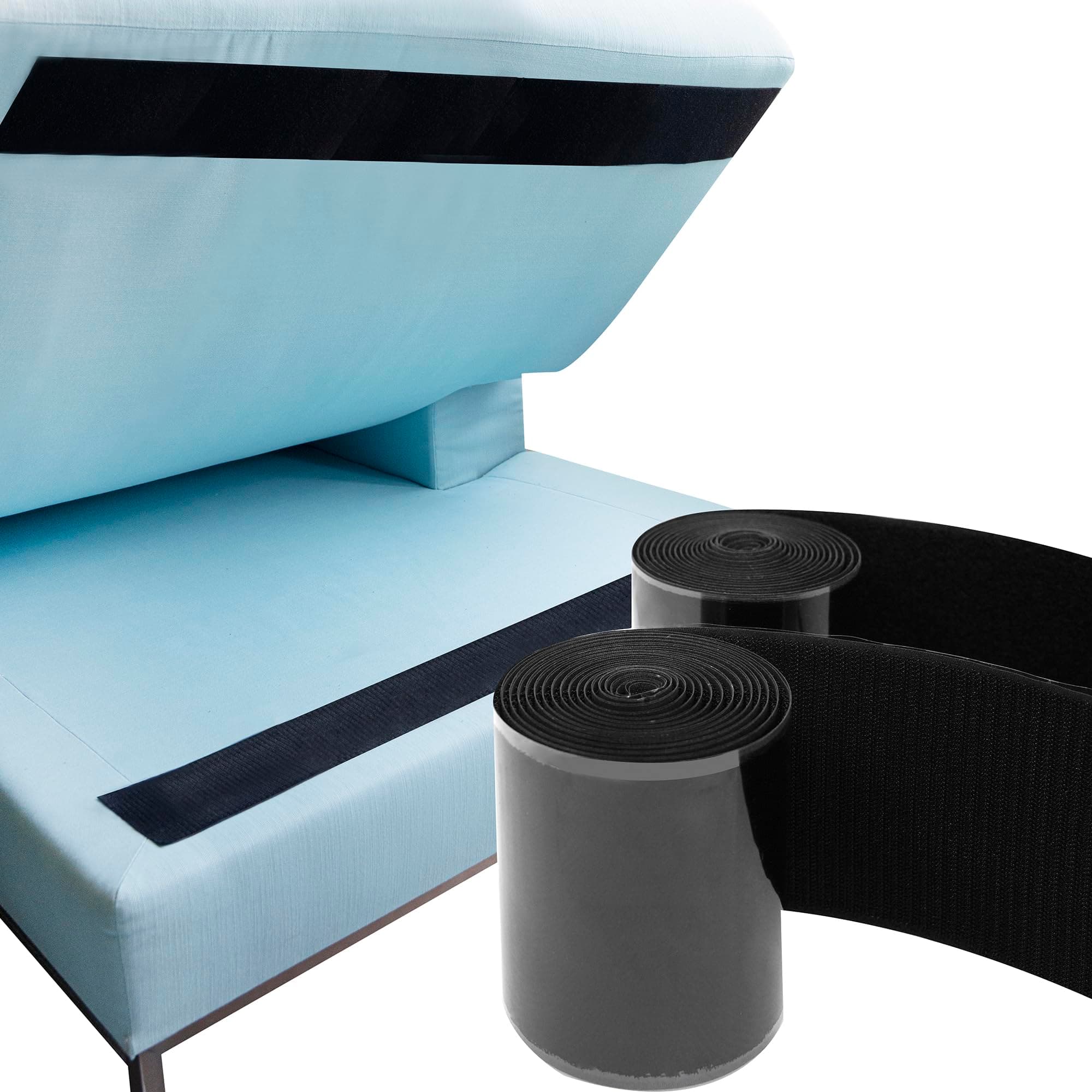 ECOHomes Heavy Duty Strips for Couch Cushions 4 Inch x 10 FT Keep Sofa Cushions from Sliding - Adhesive Hook and Loop Tape Roll to Prevent Sliding Couch Cushion, Outdoor Non Slip Furniture Grip Black